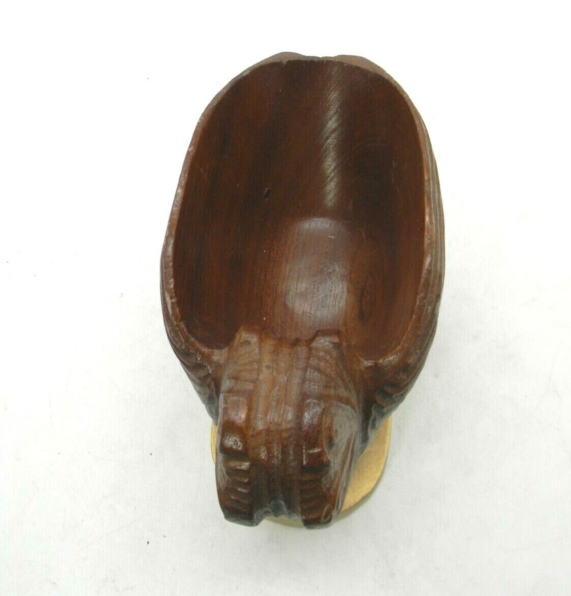 Carved Wood Seashell Nautilus Shell Flower Trinket Ring Dish Bowl Polynesian