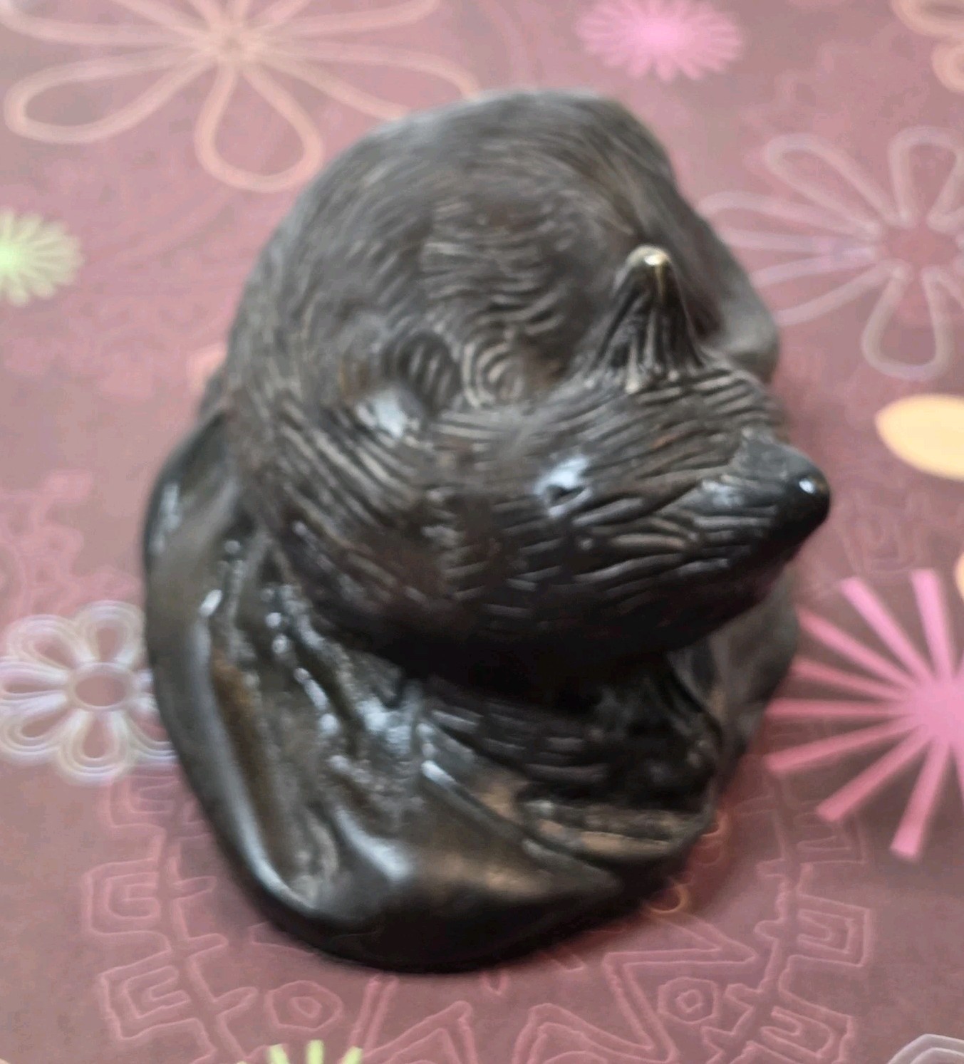 Vtg Cat Paperweight/Sculpture Bronze Look Desk Accessory Curio Piece 4″