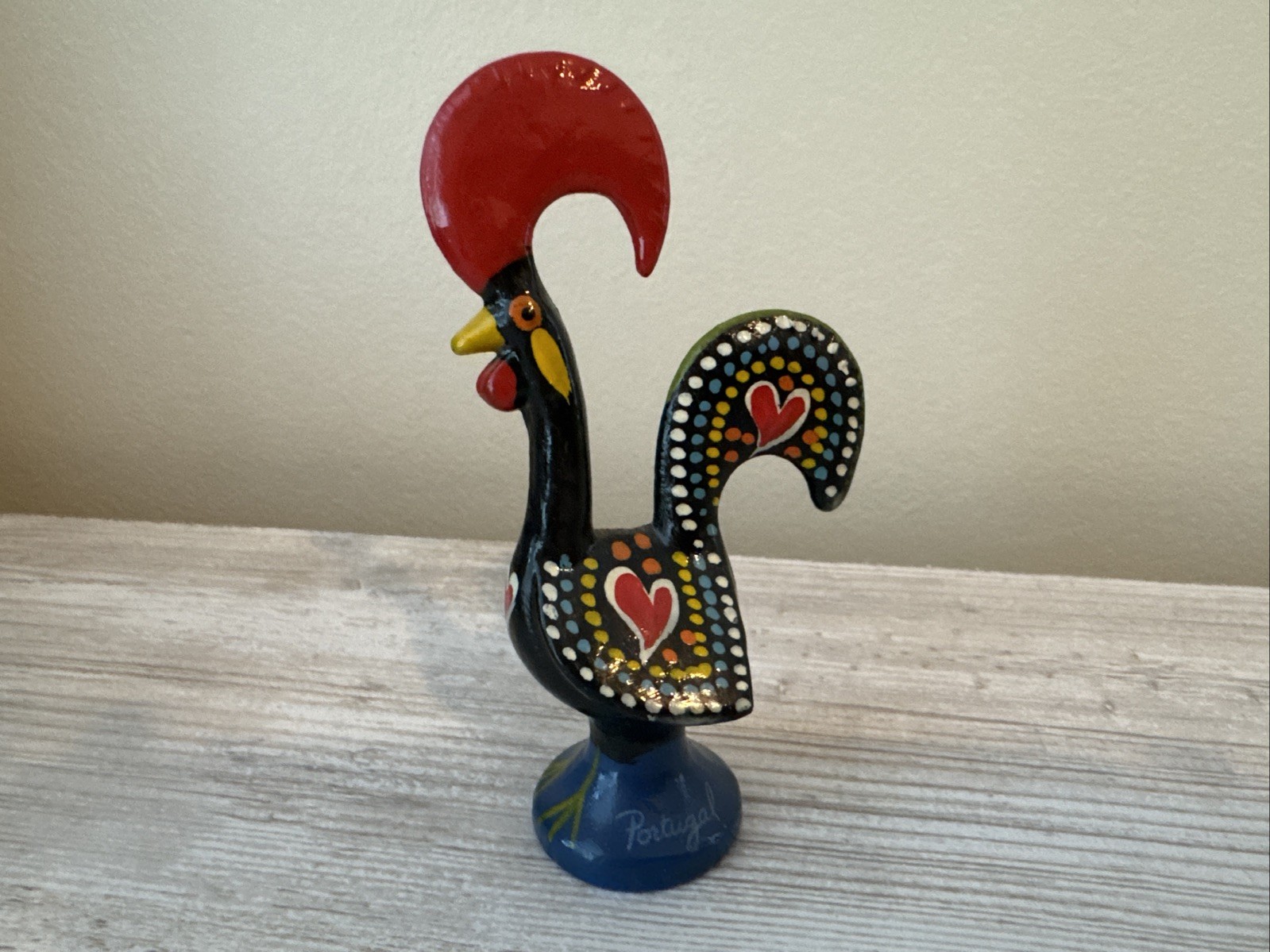 Hand Painted Barcelos Rooster Figurine Portuguese Symbol of Luck 4”