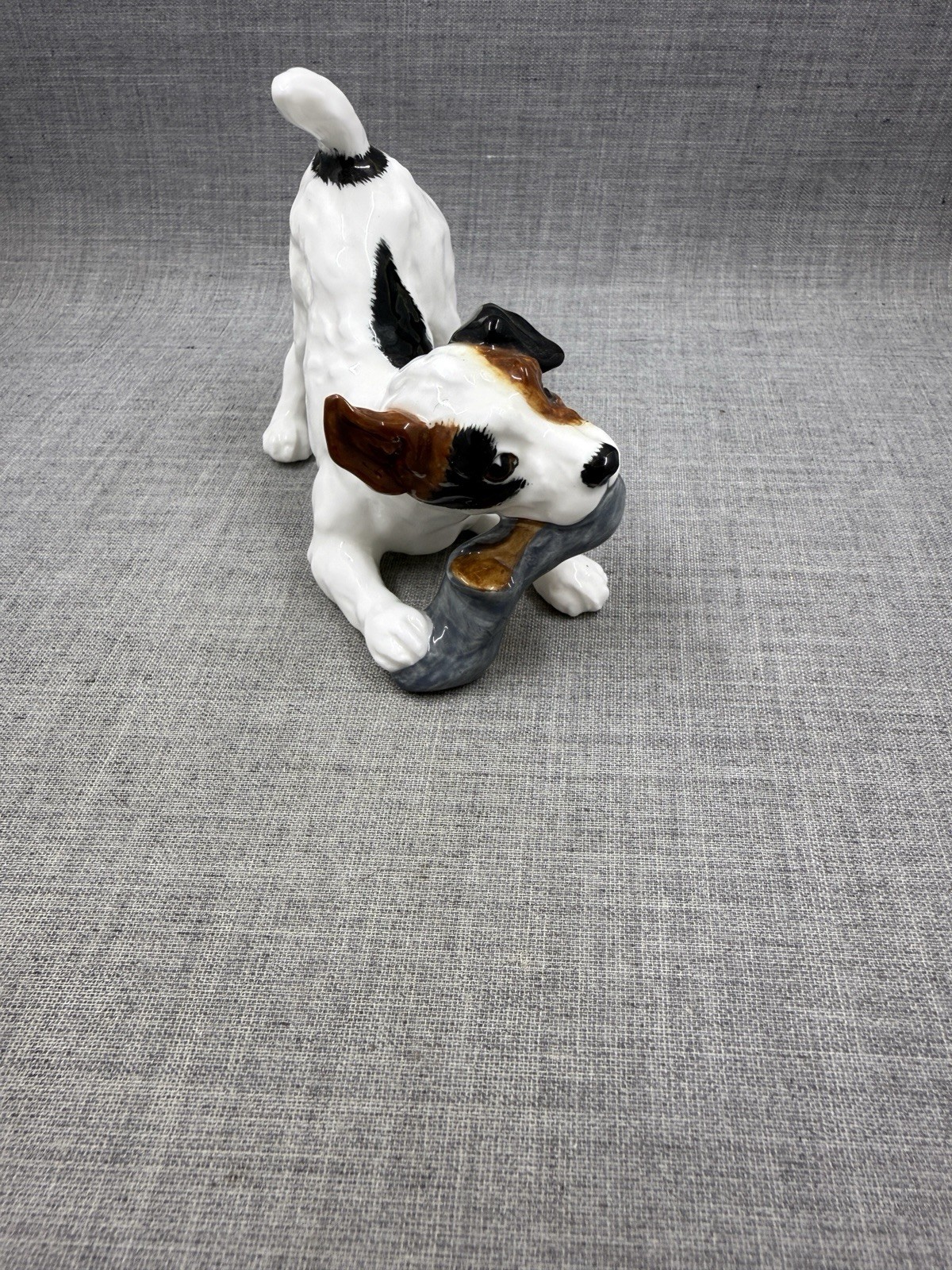 Vintage Royal Doulton Jack Russell Porcelain Dog Figurine with Shoe HN2654