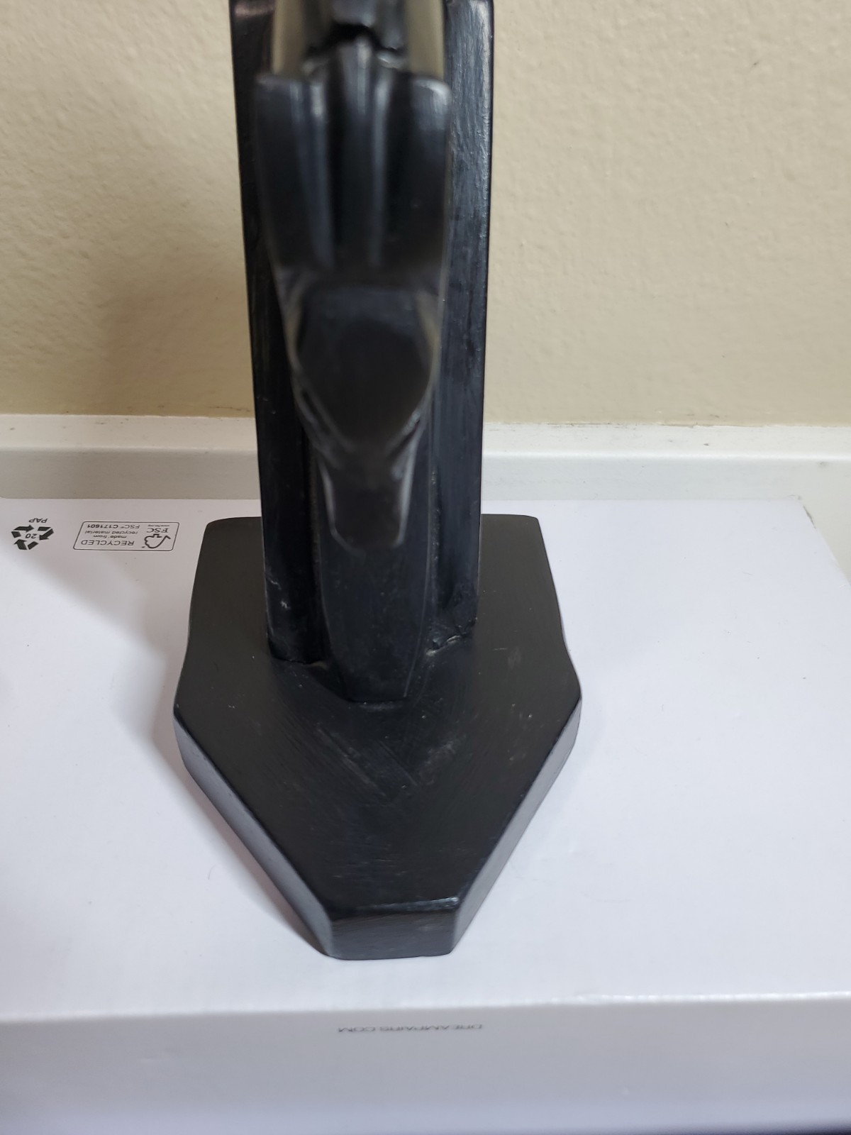 Black Stone Horse Head Figurine Matte Carved Animal Sculpture