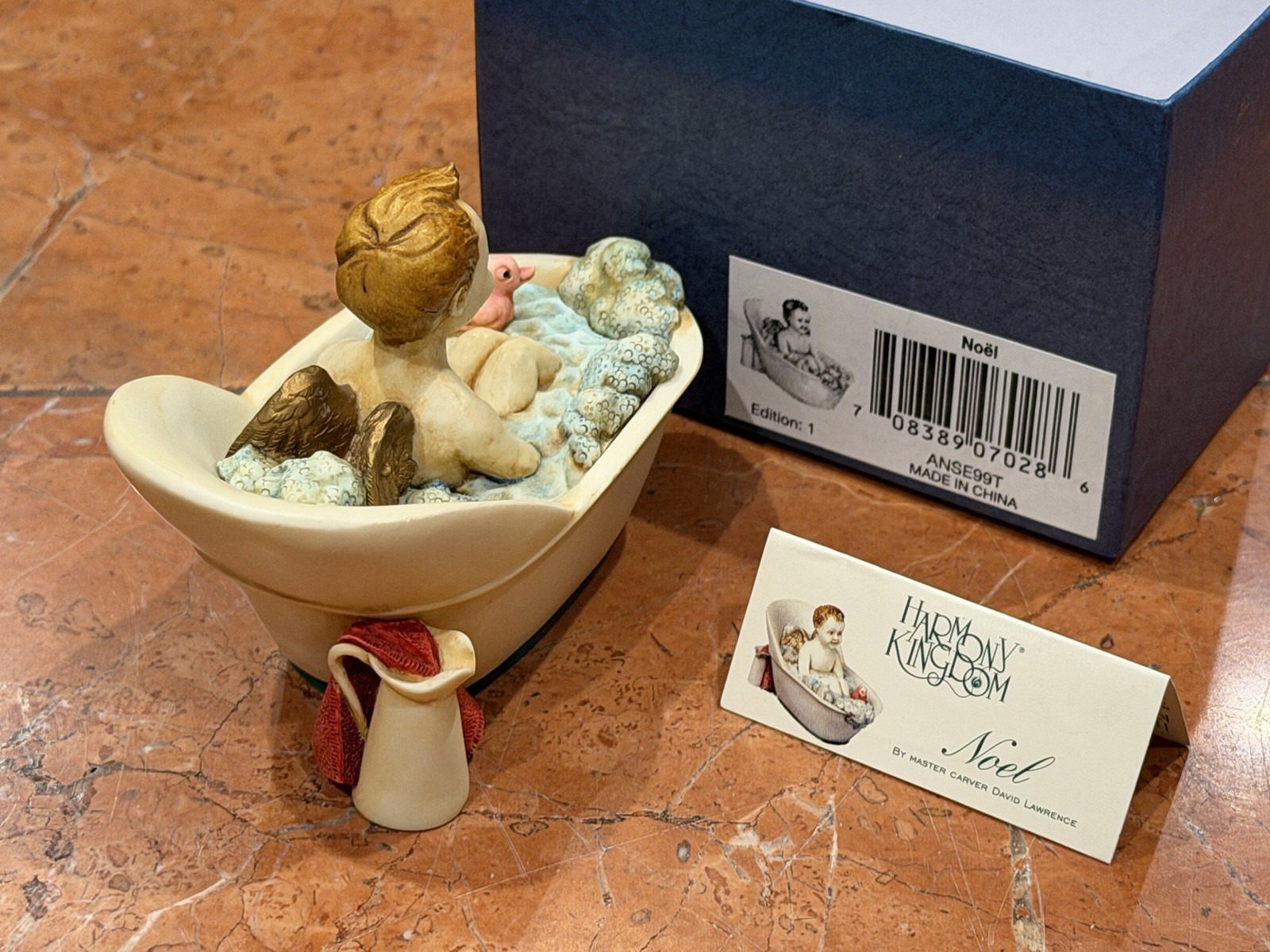 HARMONY KINGDOM NOEL BOY IN BATH VERSION 1 W/ MOUSE ANSE99T NEW NIB