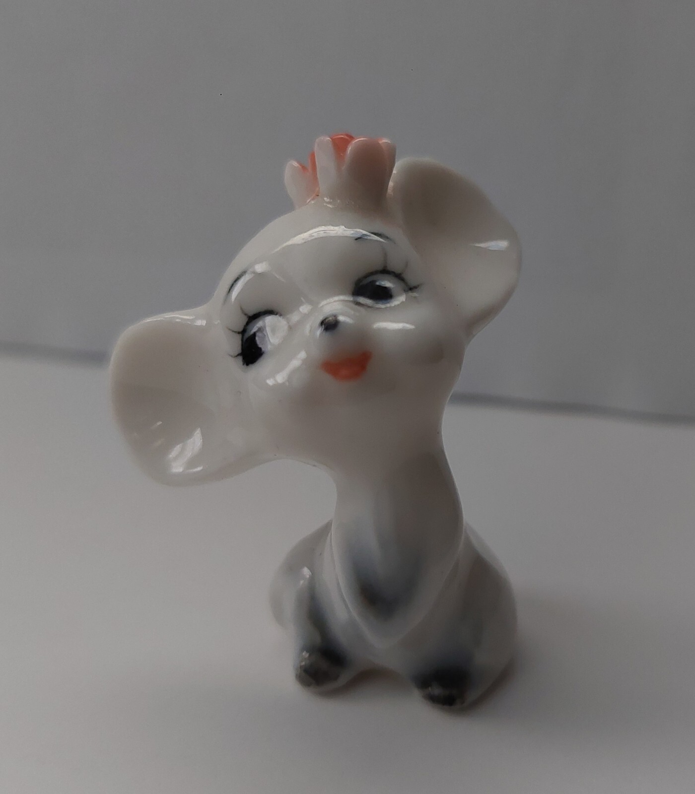 Vintage Bone China Miniature Mouse With Flower Headpeice 2 Inches Animorphic…