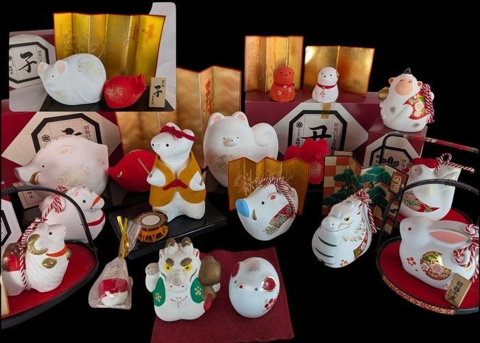 Japanese Zodiac Figurines Shofuku Junishi Lucky Charm Collection 17pcs Vintage