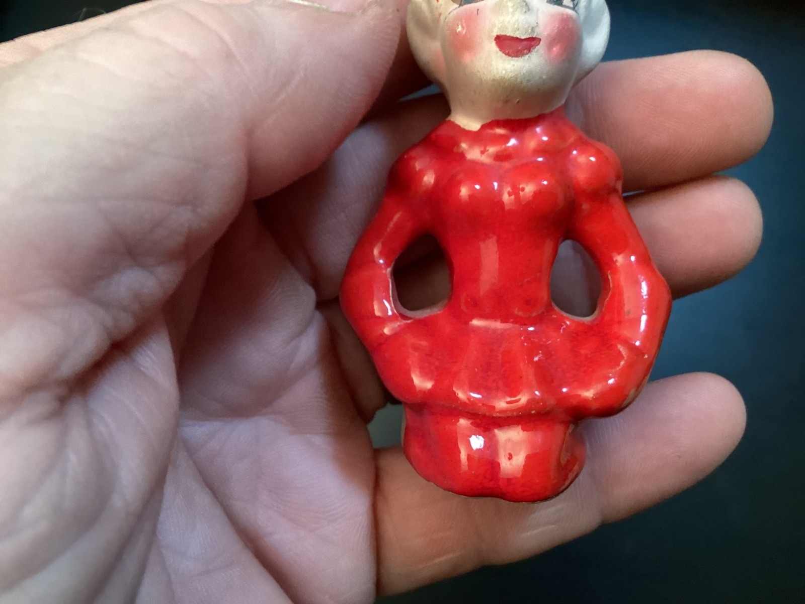 VINTAGE MCM 1950s Red ELF PIXIE Sitting Ceramic Figurine