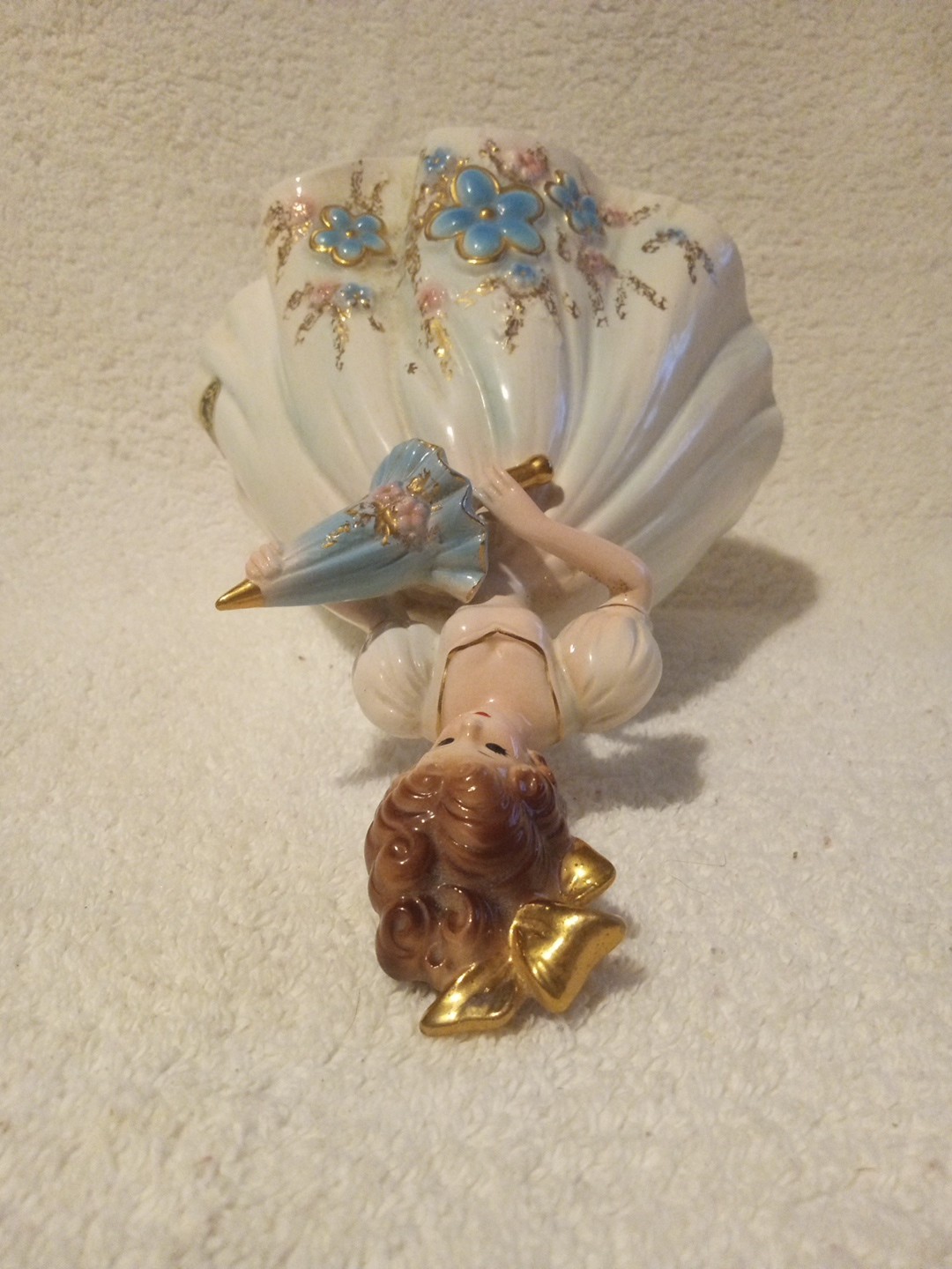 Vintage Josef Originals Girl Figurine With Umbrella 9 1/2 In Minty!