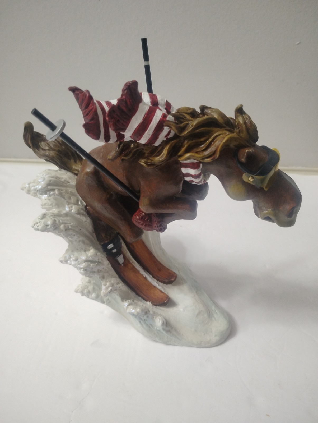 Rare Montana Silversmiths Elmer Skiing Horse Figurine Christmas AS IS Decor