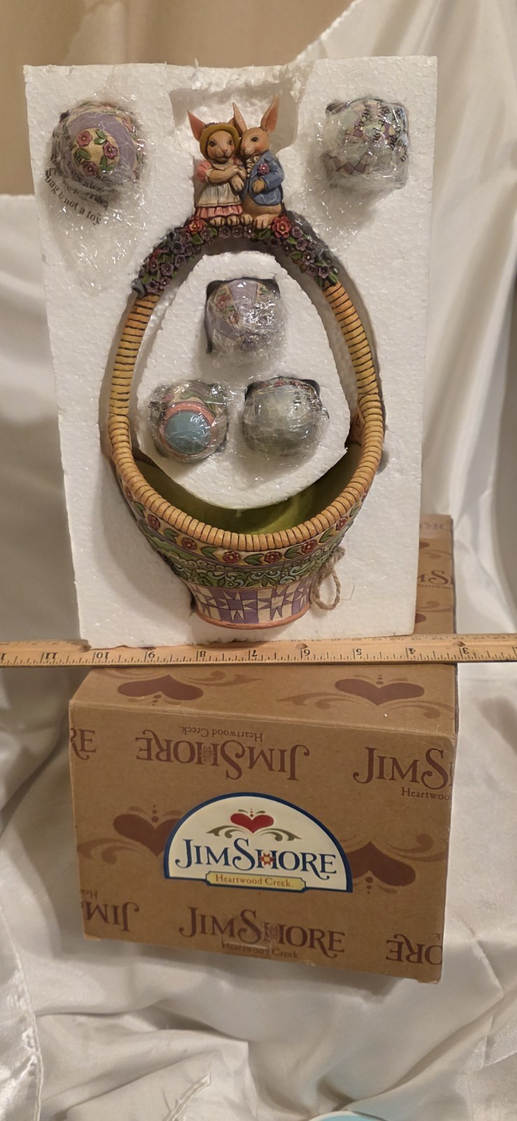JIM SHORE ,GATHERING JOY, 2006 SET OF 1-EASTER BASCHET W/ 5 EGGS FIGURINES NIB