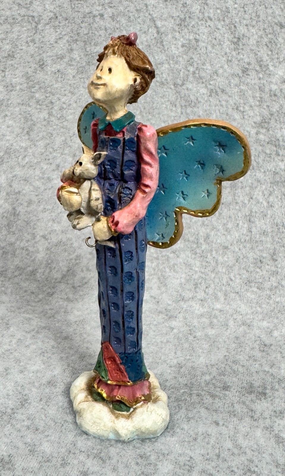 Russ Berrie Heavensent Angel Figurine #18824 Teddy Bear Star Wings Vintage