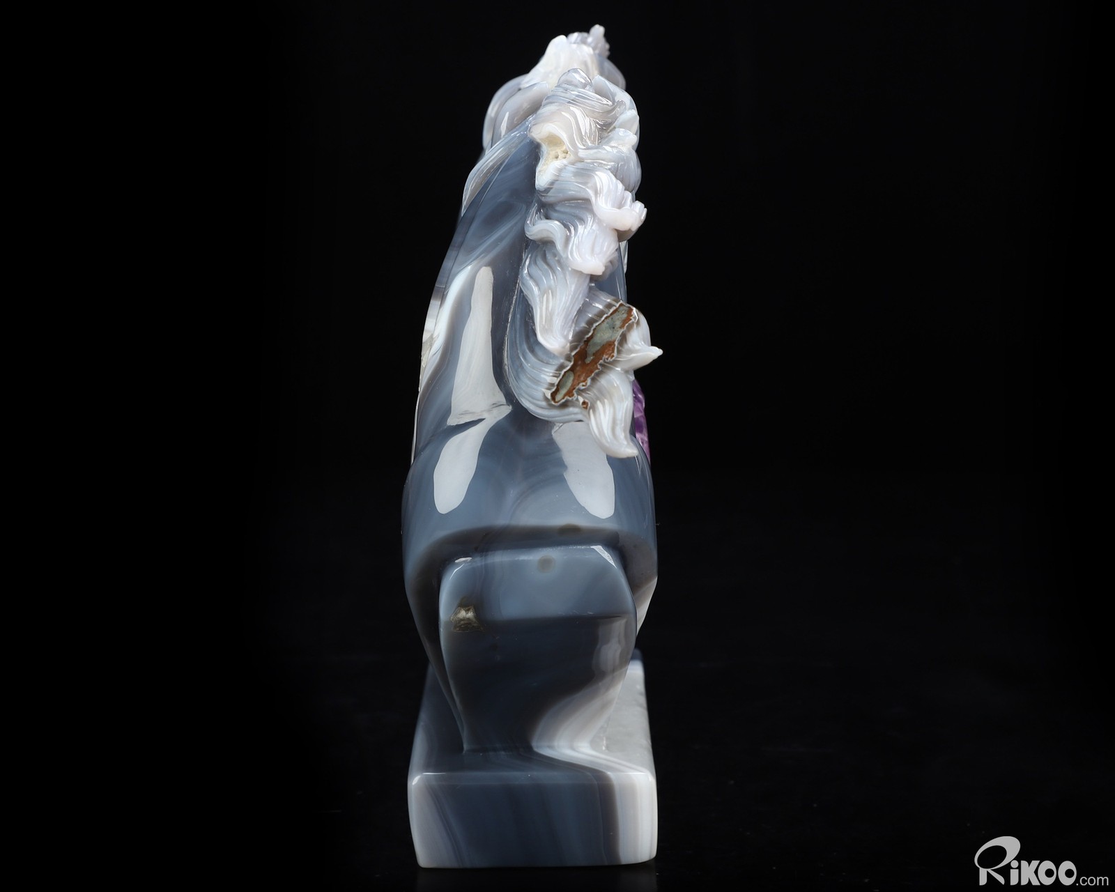 9.8″ Agate Amethyst Geode Hand Carved Crystal Horse Sculpture, Crystal Healing