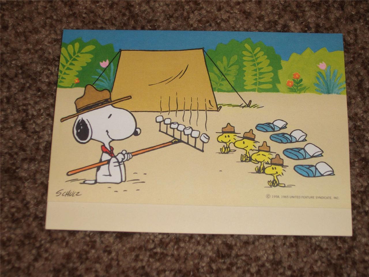 Vintage Hallmark Postalettes Card Stationary Peanuts Snoopy Camp Woodstock 1970s