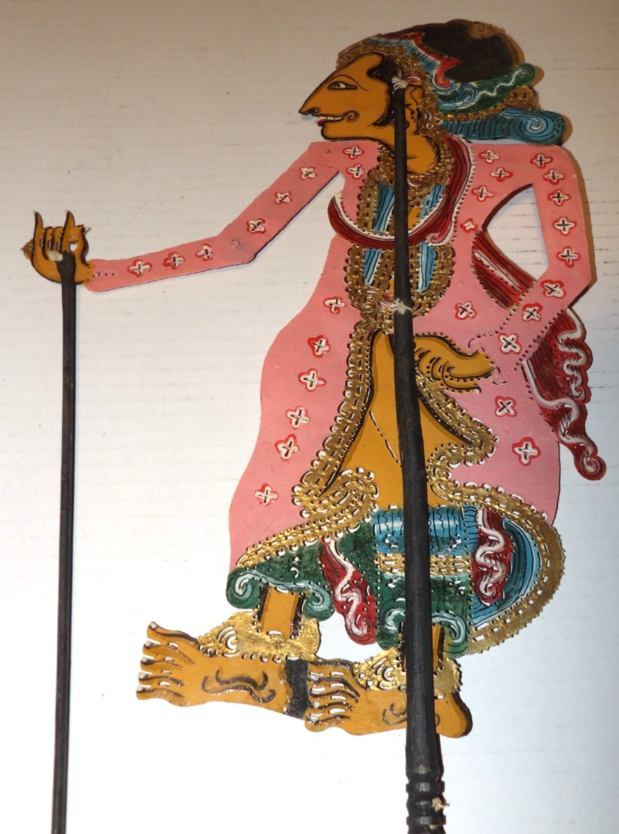 Balinese Wayang Kulit Shadow Puppet 21″ Hand Carved Leather articulated Vintage