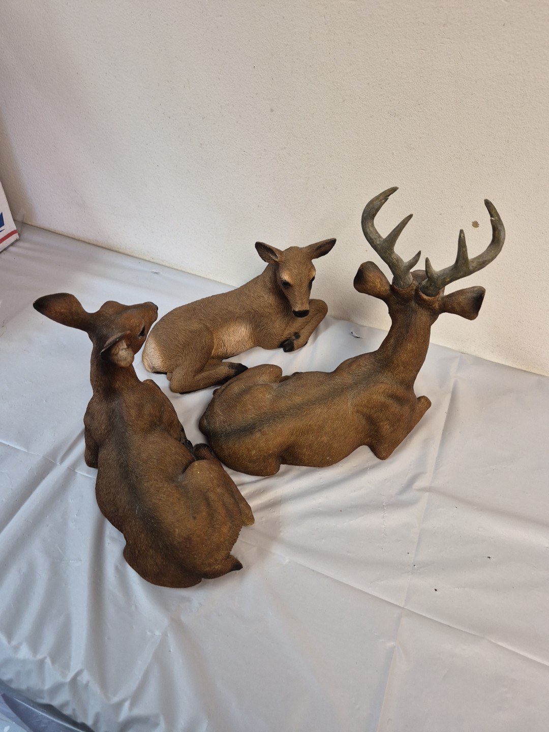 Vintage Homco 1985 Deer Fawn Family 3 Figurines- Buck & Doe Unmarked