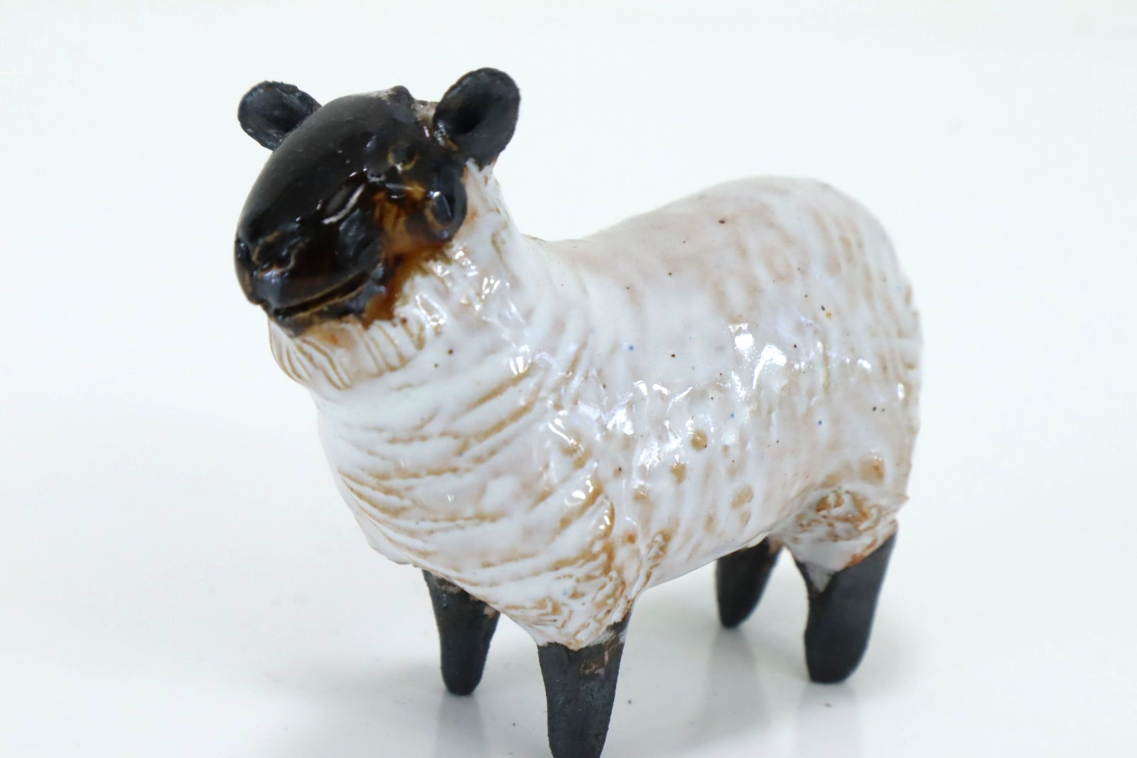 Vintage Ceramic Beswick Black Faced Sheep Figurine 2″ Lamb
