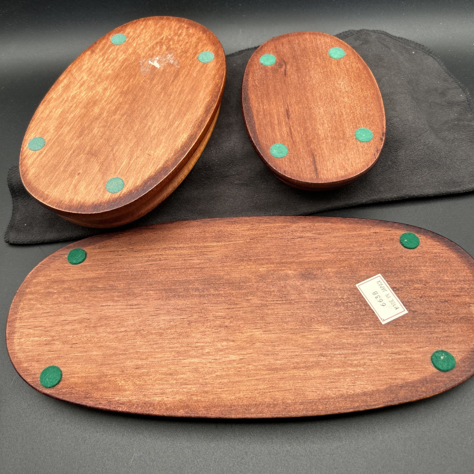Vtg Set of 3 Mahogany Finish Wood Bases Figurine Stands Made in Japan 6638 Lot