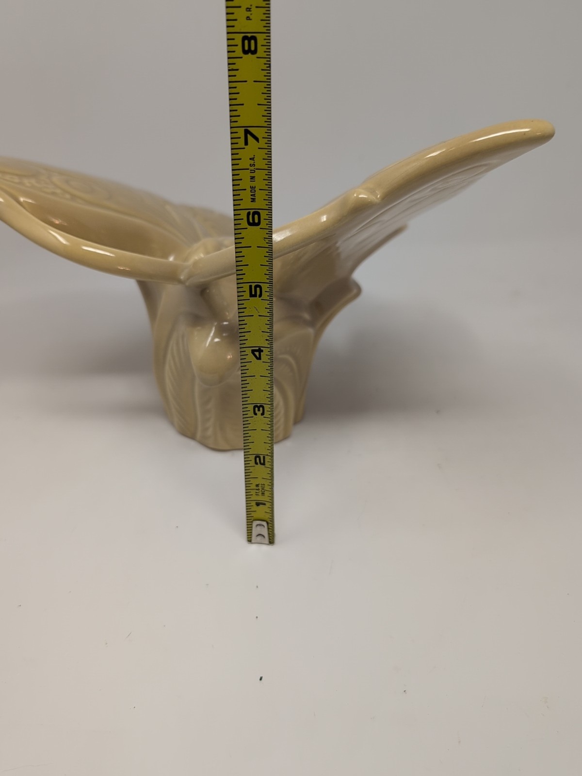 Vintage 80s large ceramic butterfly figurine Tan