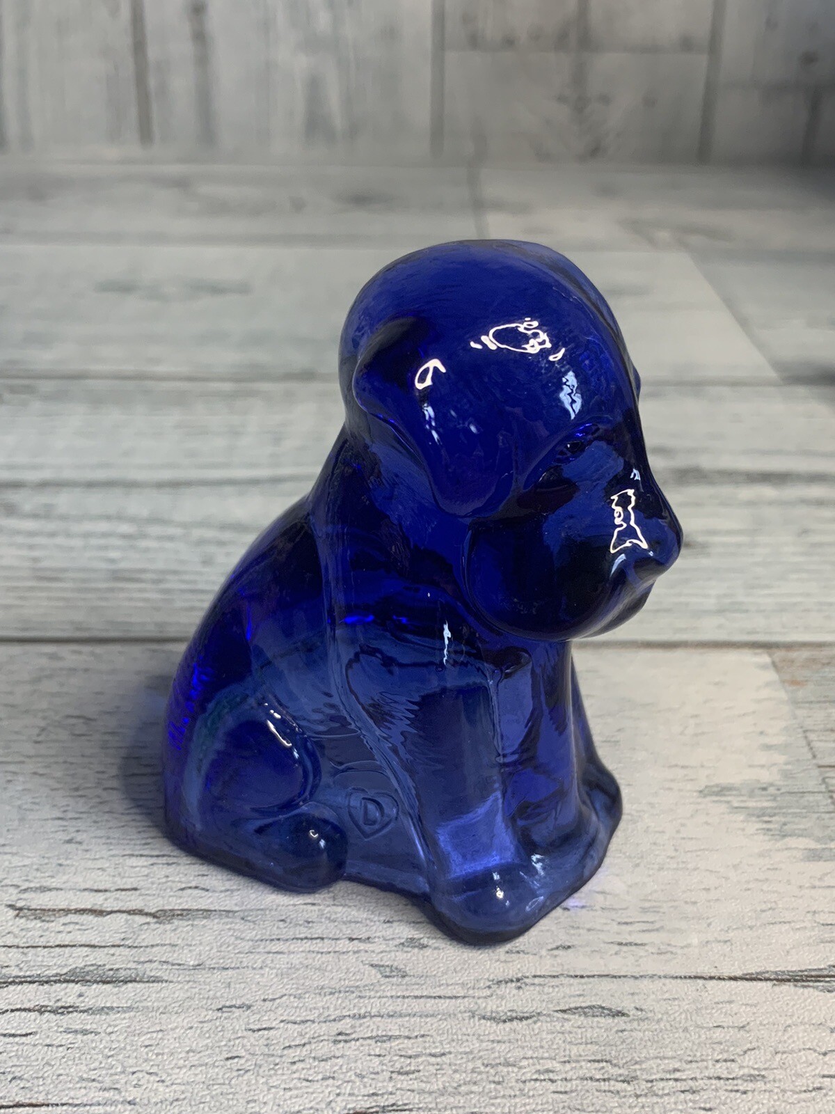 Vtg Pooch The Dog Degenhart Blue Glass UV Glow Marked D