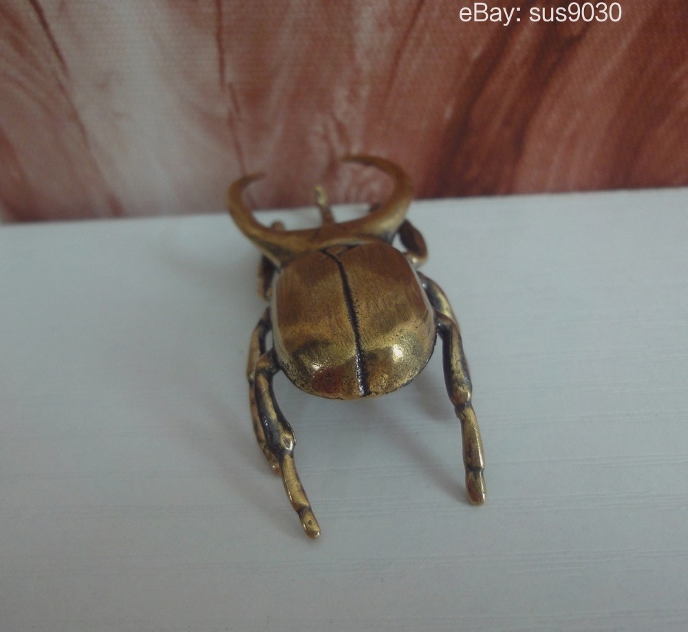 Solid Brass Rhinoceros Insect Statue Home Ornament Birthday Gifts