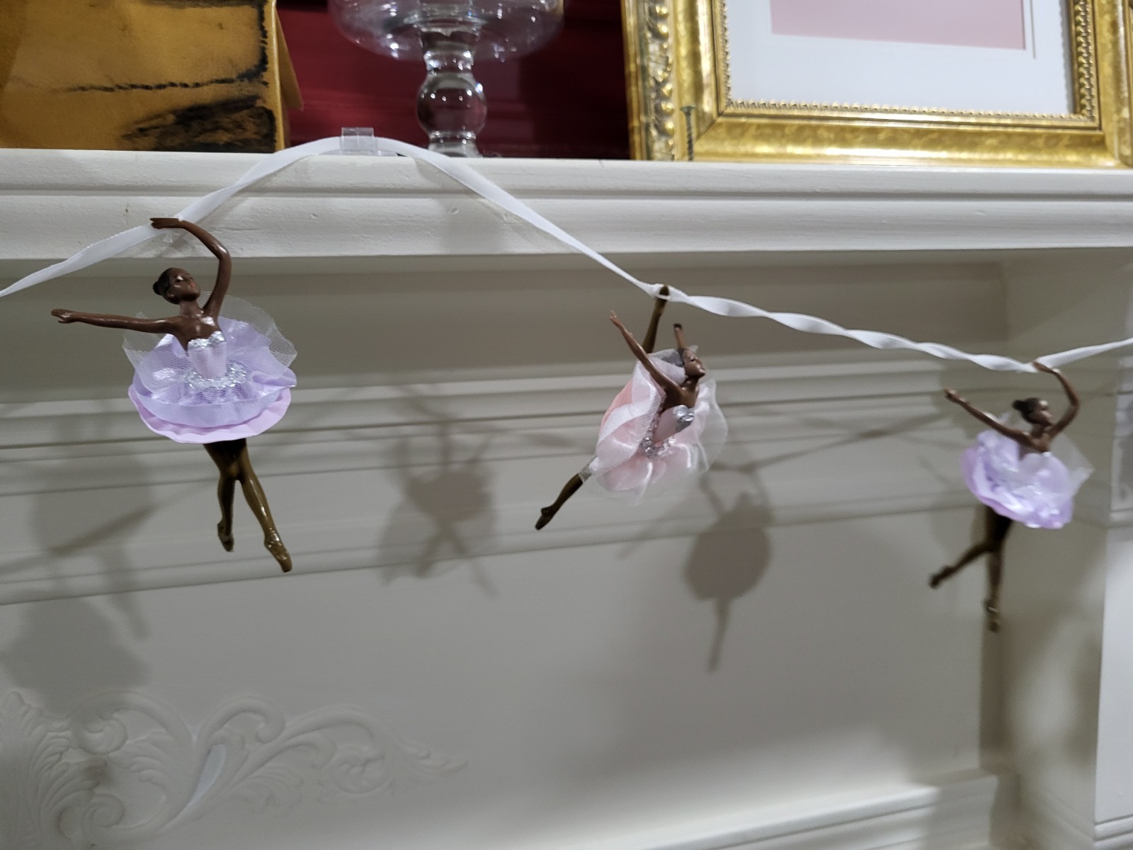Set of 3 Multicolor Ballerina Figurines Plastic Fabric Decorative Carvings