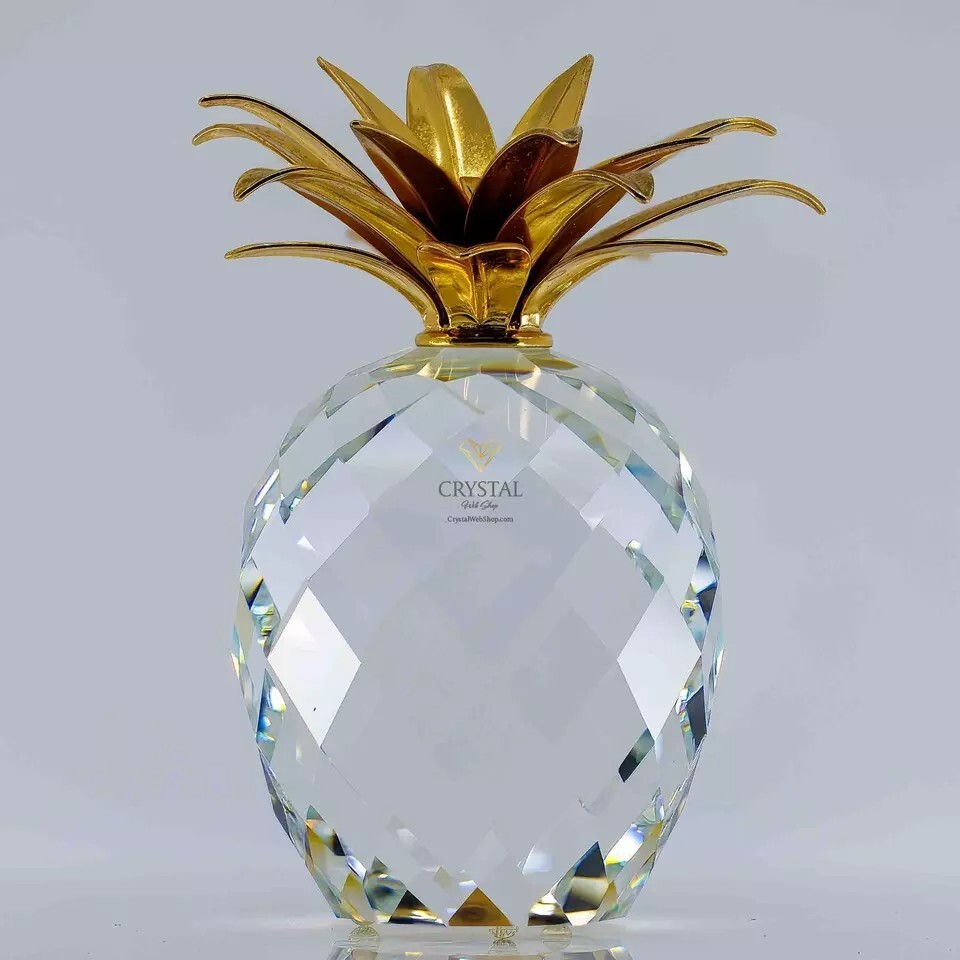 SWAROVSKI Figurine Pineapple Gold Large Smooth Leaves