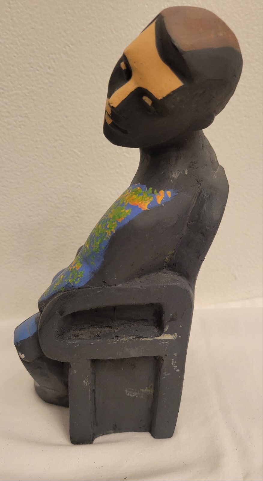 Vtg Sculpture Paule Lemasson Stein French Artist 8″ Man In Chair 1999 #15