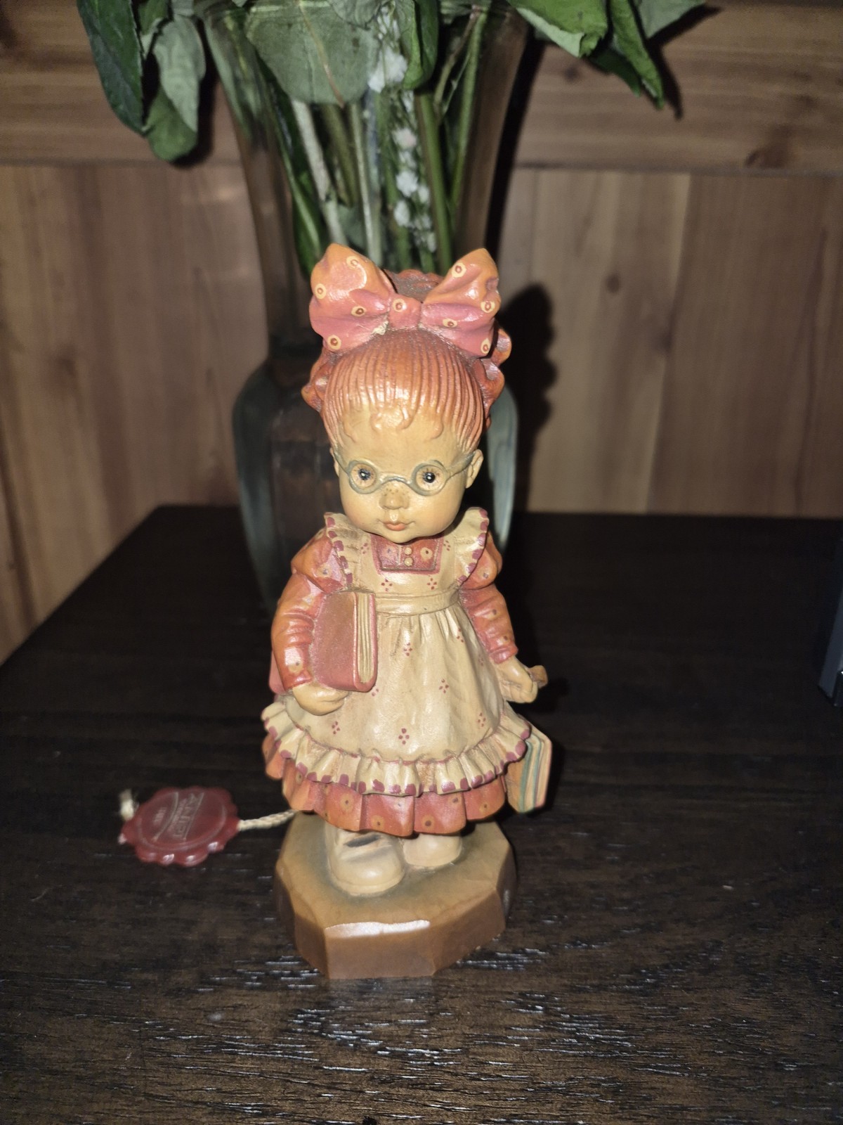 ANRI Sarah Kay Wood Carving Figurine “Off To school ” 1688/4000
