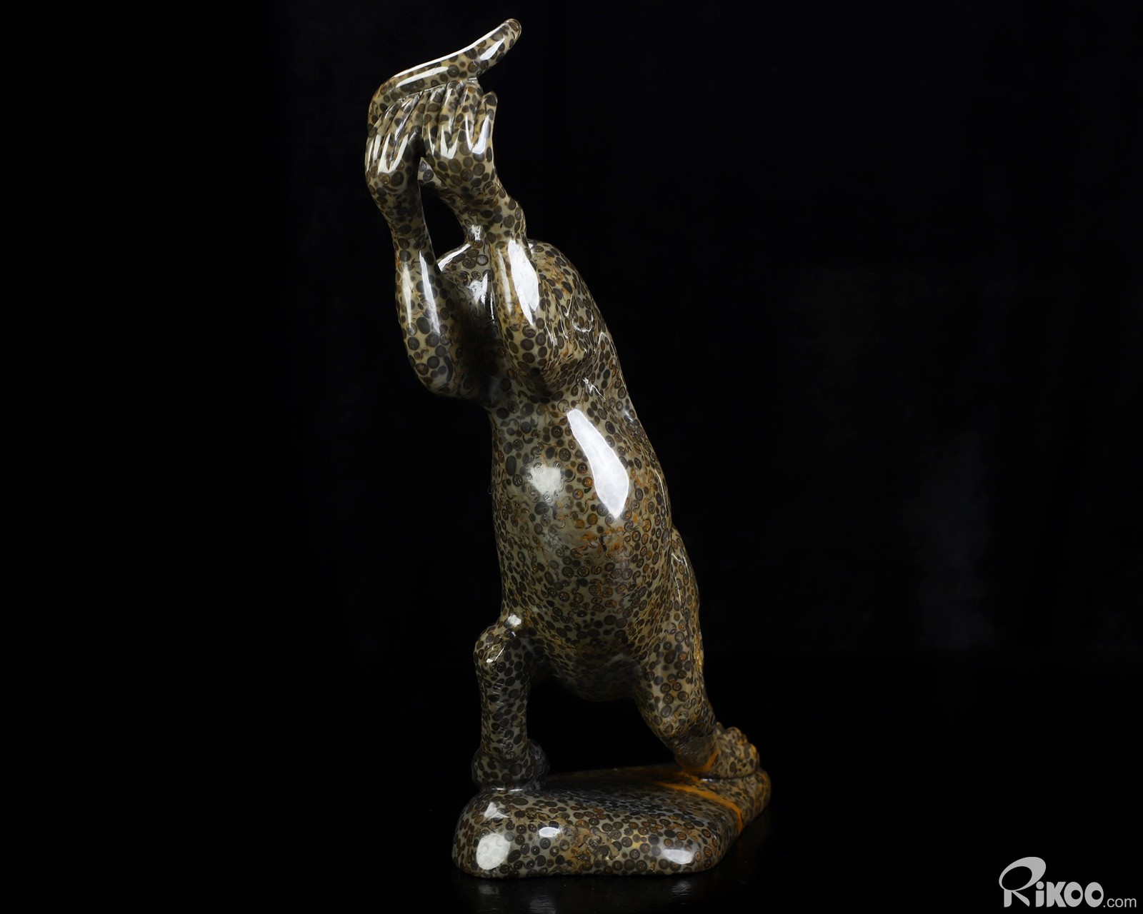 8.5″ Chinese Leopard Skin Jasper Hand Carved Crystal Leopard Sculpture, Healing