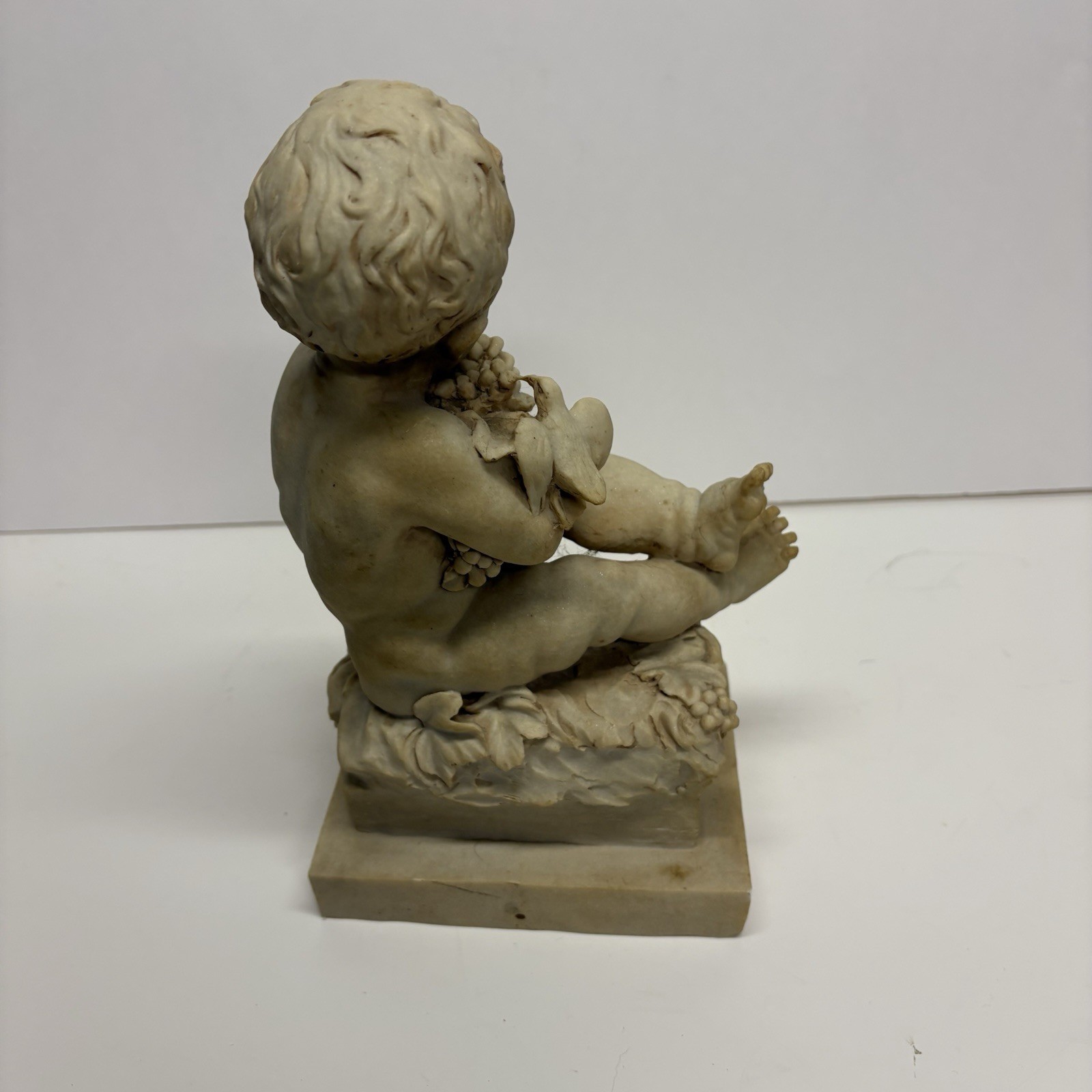Marble Style Cherub Classical Style Holding Grapes Cottage Porch