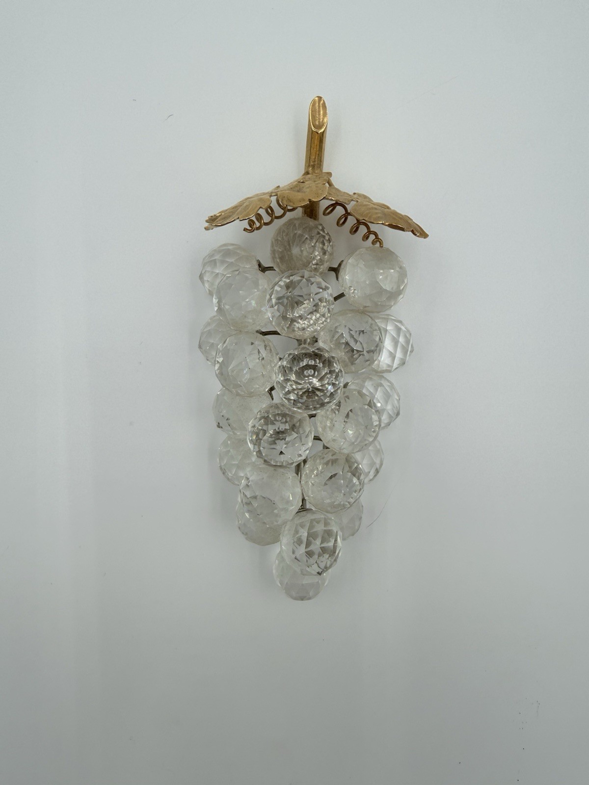 Vintage Swarovski Crystal 23 Grape Cluster Bunch Gold Leaf Sparkling Fruit