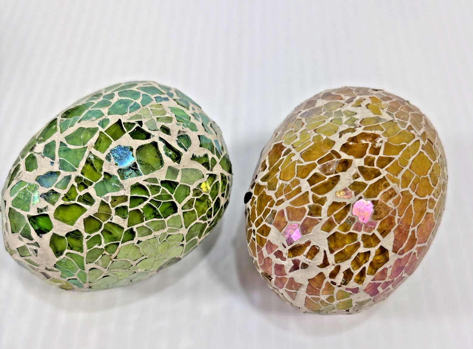Multi Colored Mosaic Crackle Glass Egg Iridescent Ocean Spring Beach Pastel