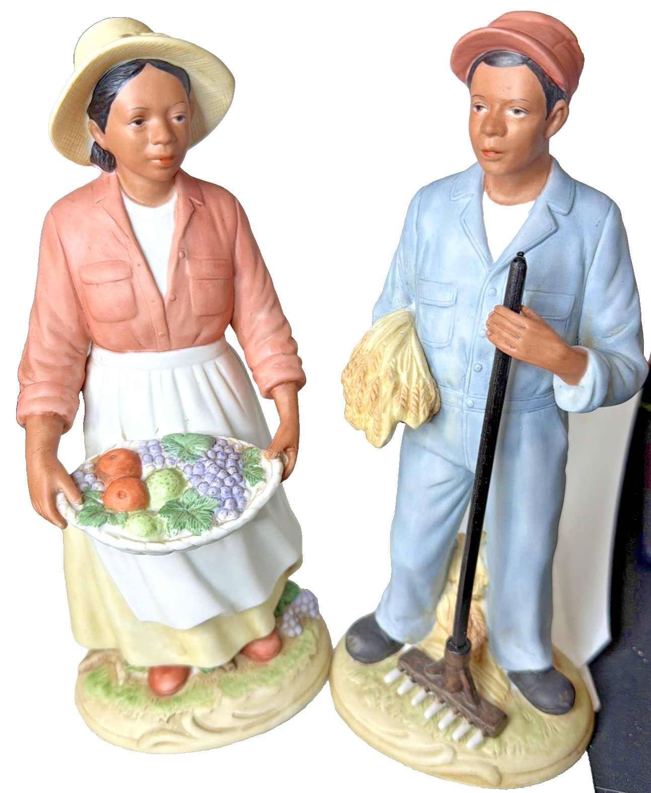 Home Interiors Homco African American Farmer Couple Porcelain Figurines #1456