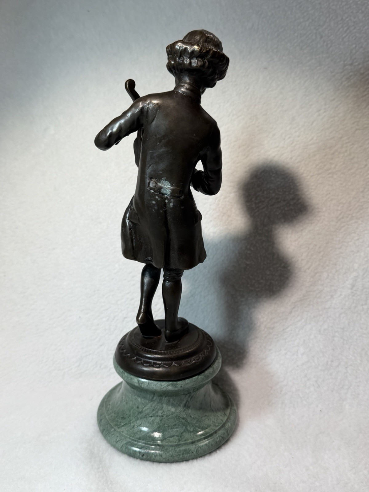Young Mozart Tuning his Violin Bronze Statue Green Marble Base – Andrea by Sadek