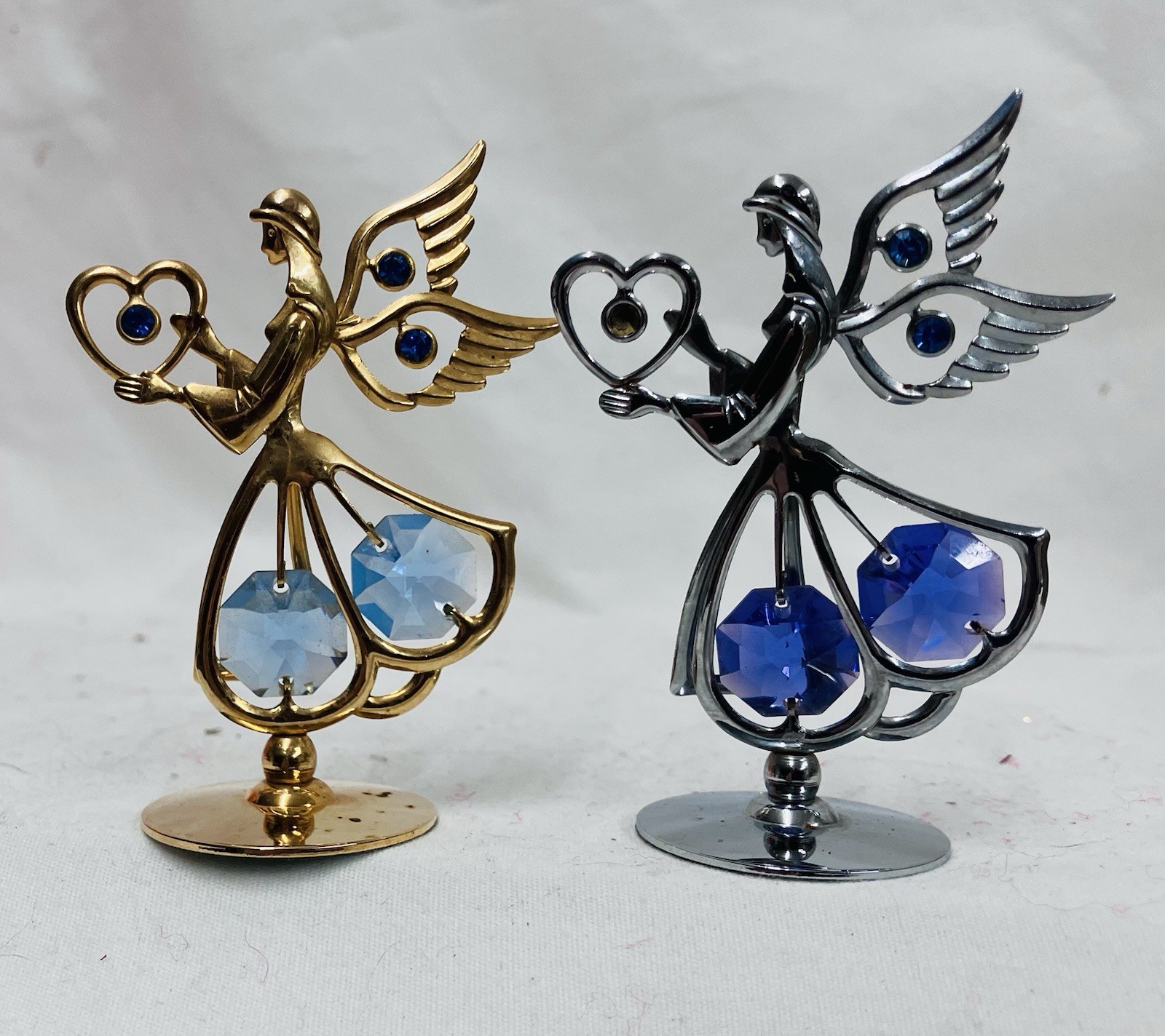 Austrian Crystal – Mascot Pair Angel Figures 24K Gold Plated