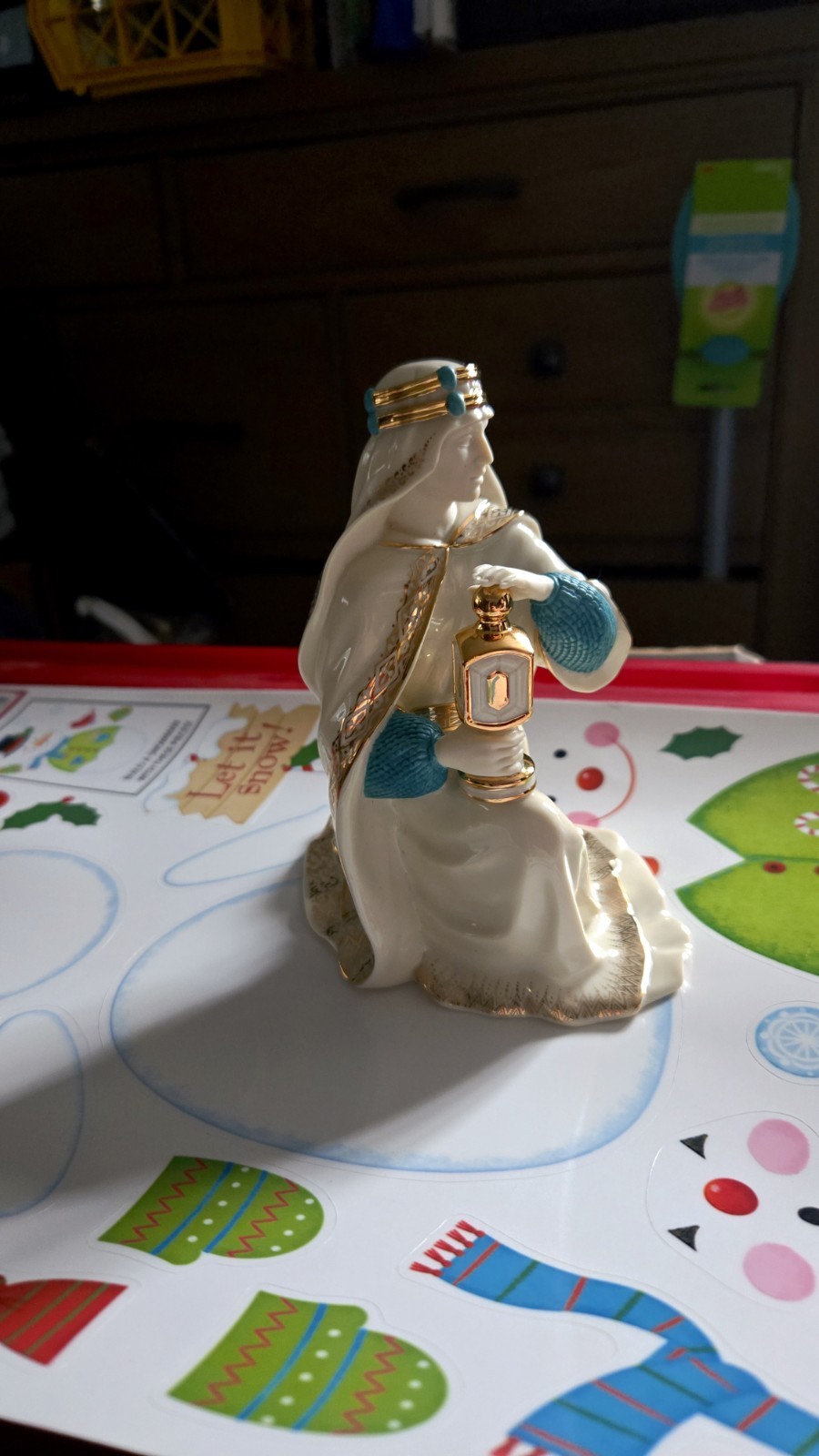 Lenox First Blessing, Nativity, King Wise Men,”Melchior” Figurine, Teal/Gold 6”