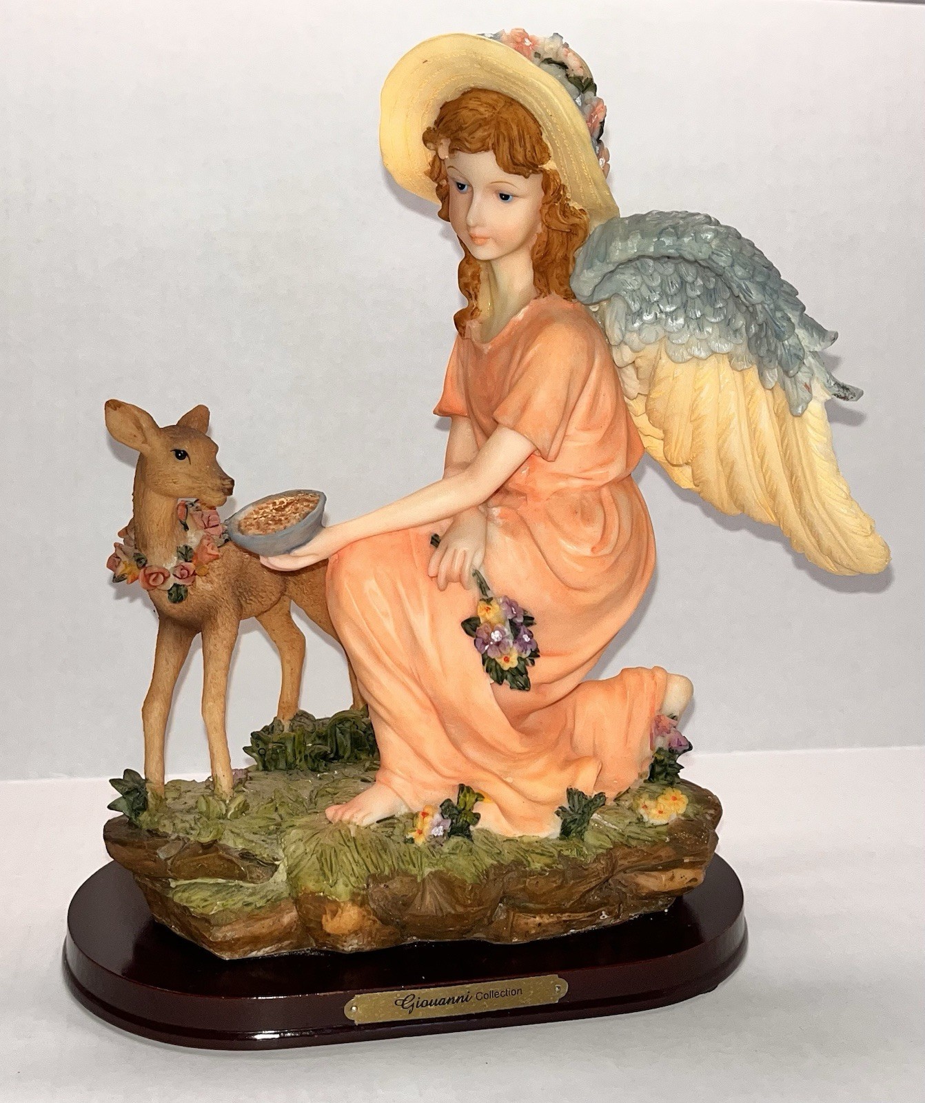 Giovanni Collection Porcelain Angel with Deer Figurine 9.5” Excellent Condition