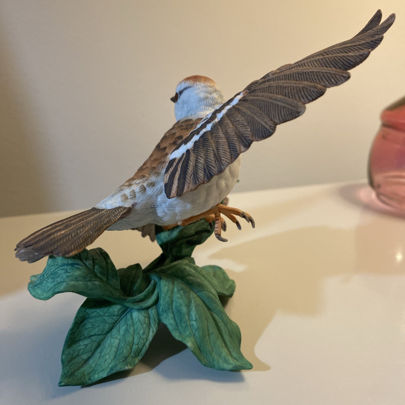 Lenox Garden Bird Figurine *damaged Chipping Sparrow 1990 Taiwan In Flight