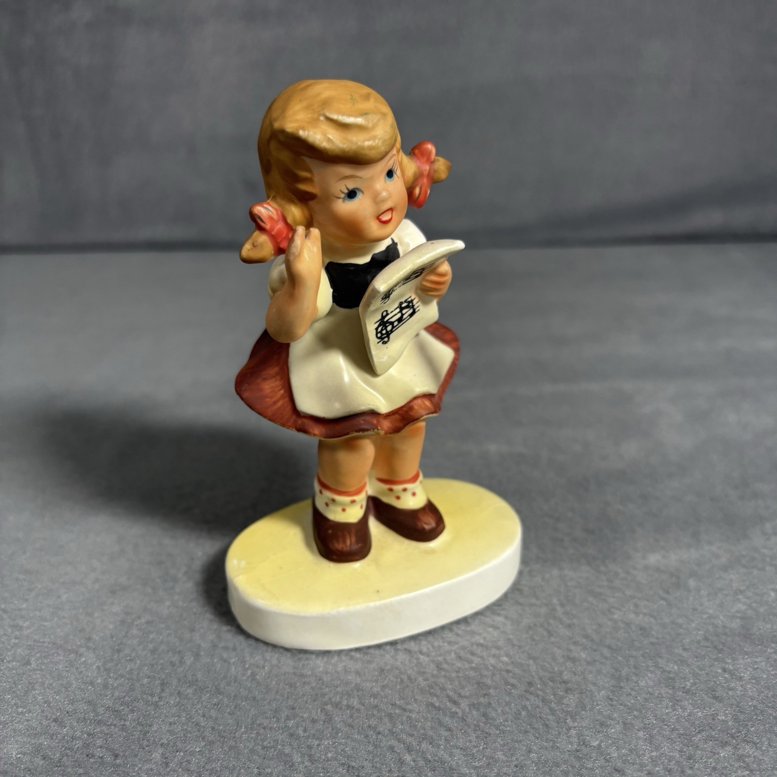 Lefton Girl With Musical Sheet Porcelain Figure Handpainted 5 Inches Tall