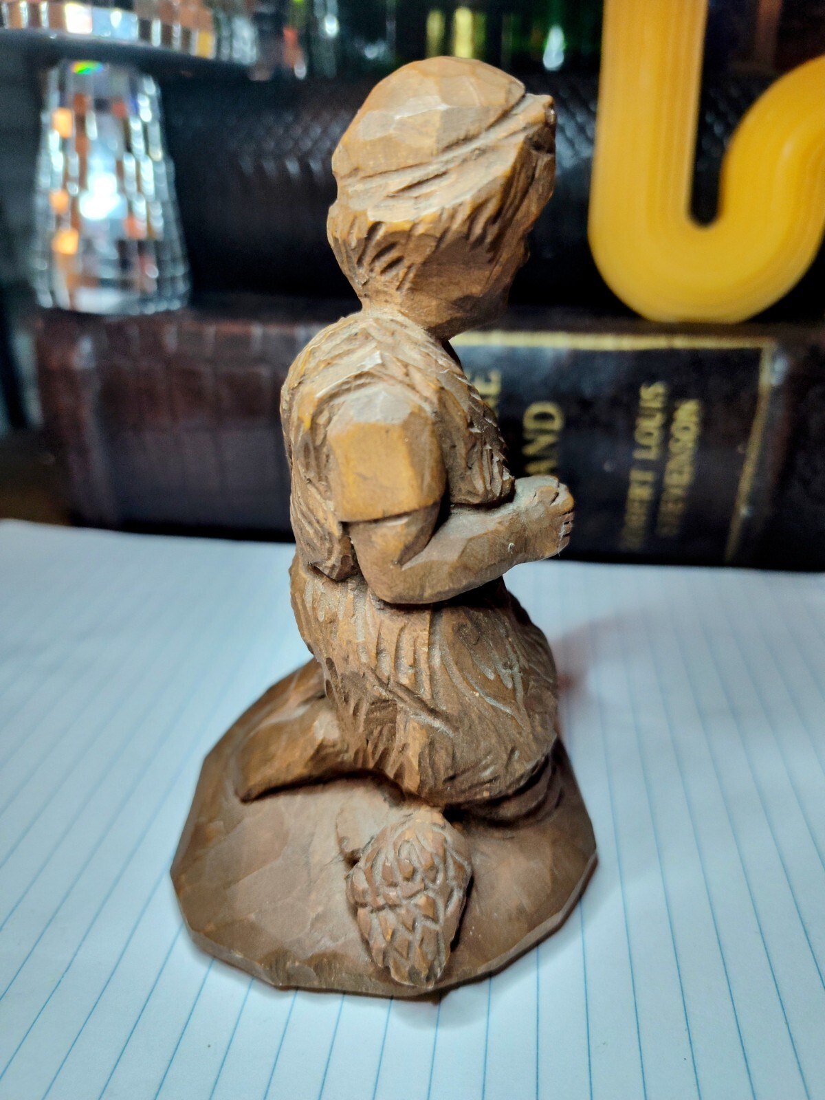 Vintage 1950’s -60’s Folk Art Hand Carved Wooden Figure Woman Praying- Religious