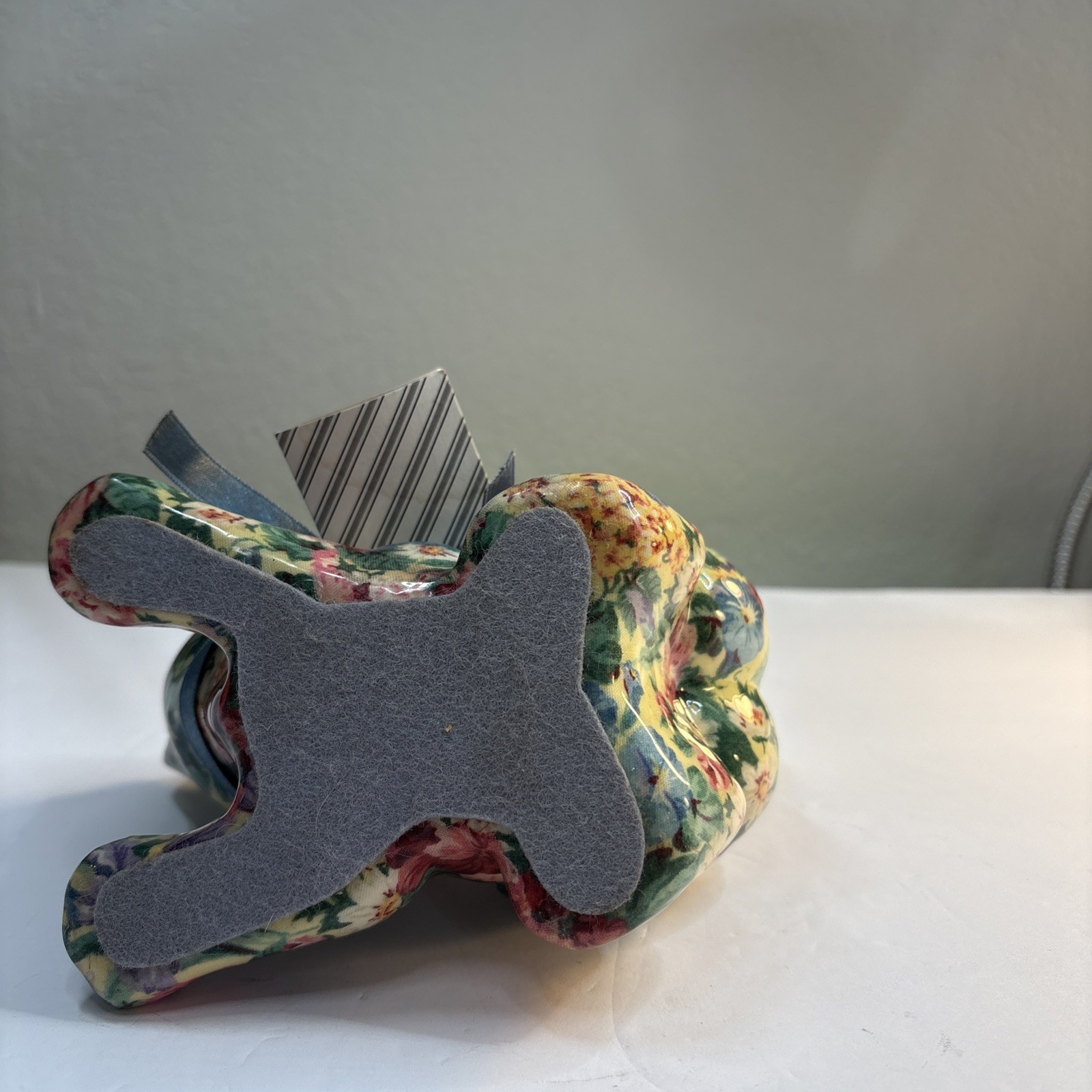 Hand Crafted Porcelain Patchworks Cat By Joan Baker Designs Kitty Kitten Floral