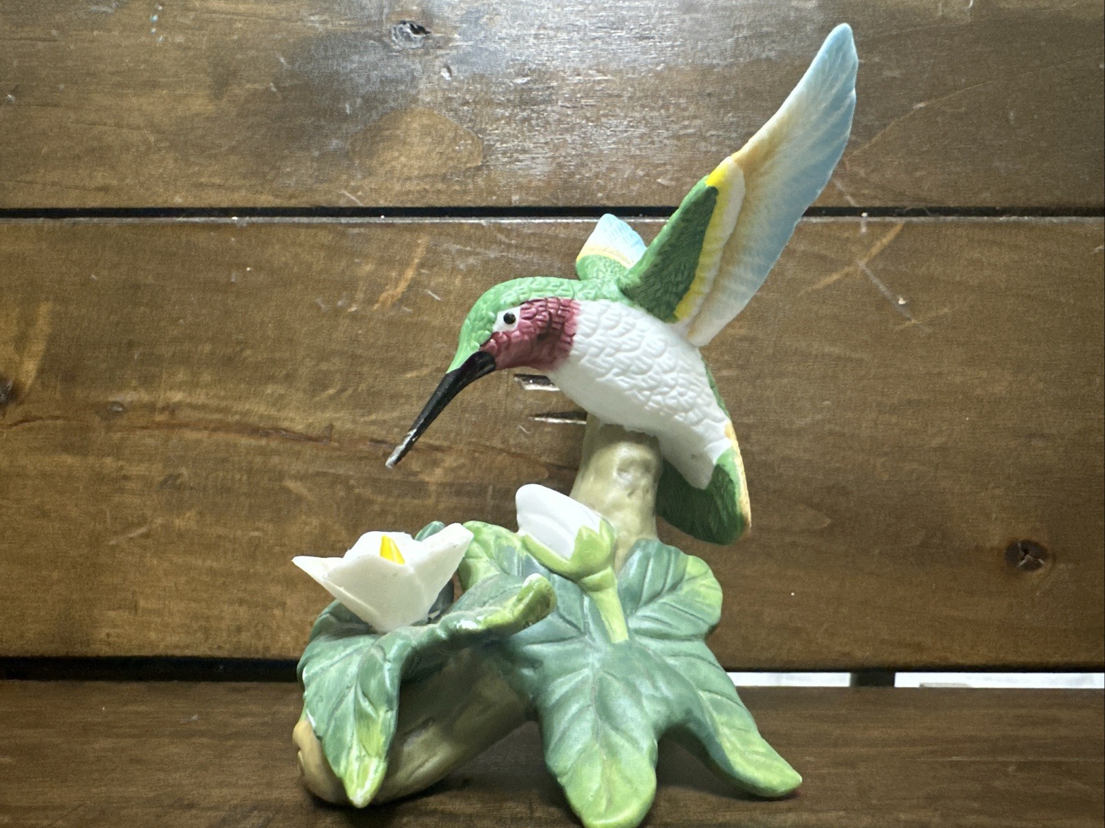 Ruby-throated Hummingbird w Flower Branch – Porcelain Bisque.