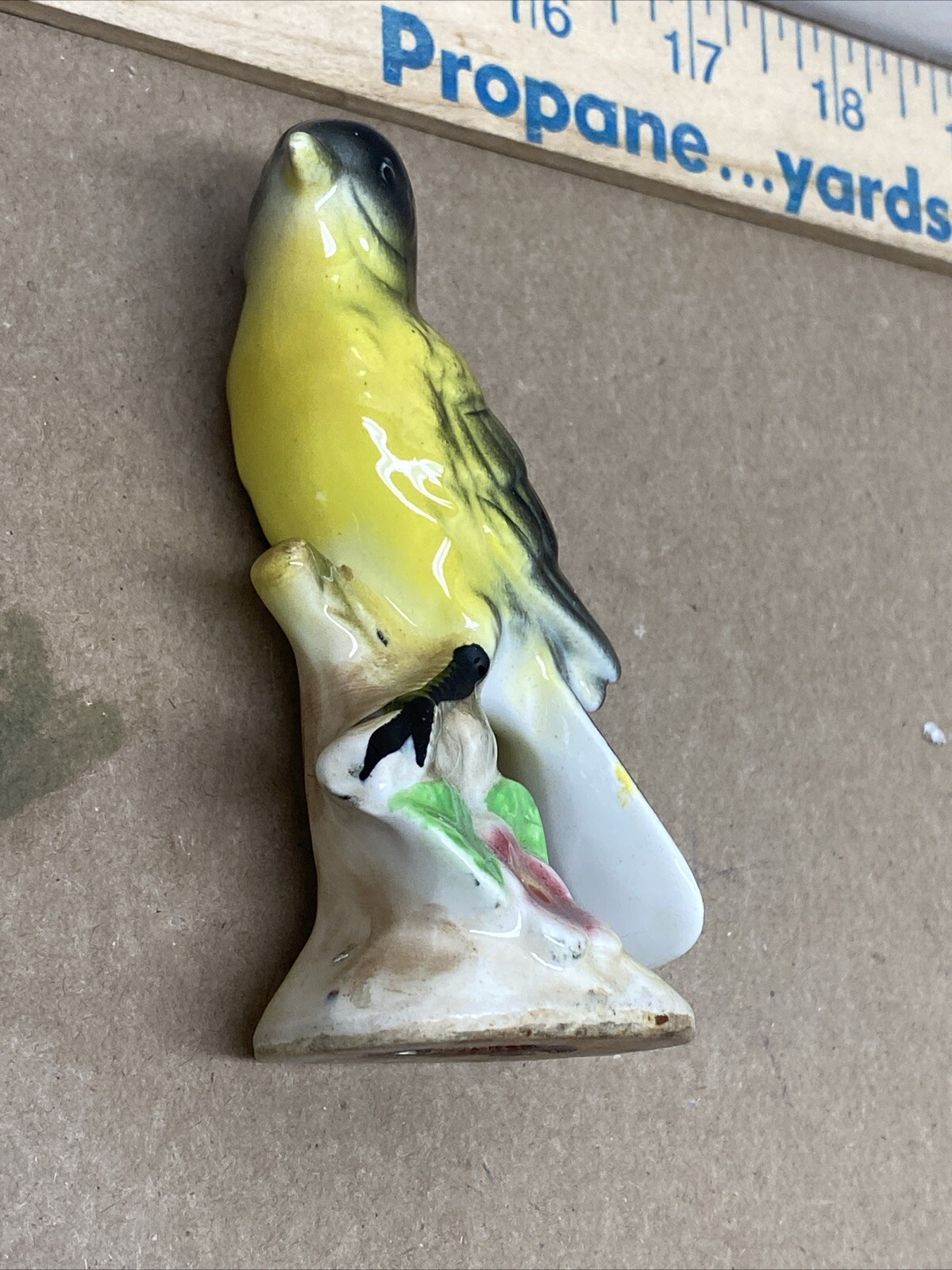 Vintage Bird Figurine Oriole Bird Black and Yellow 3.5 inch Porcelain Japan