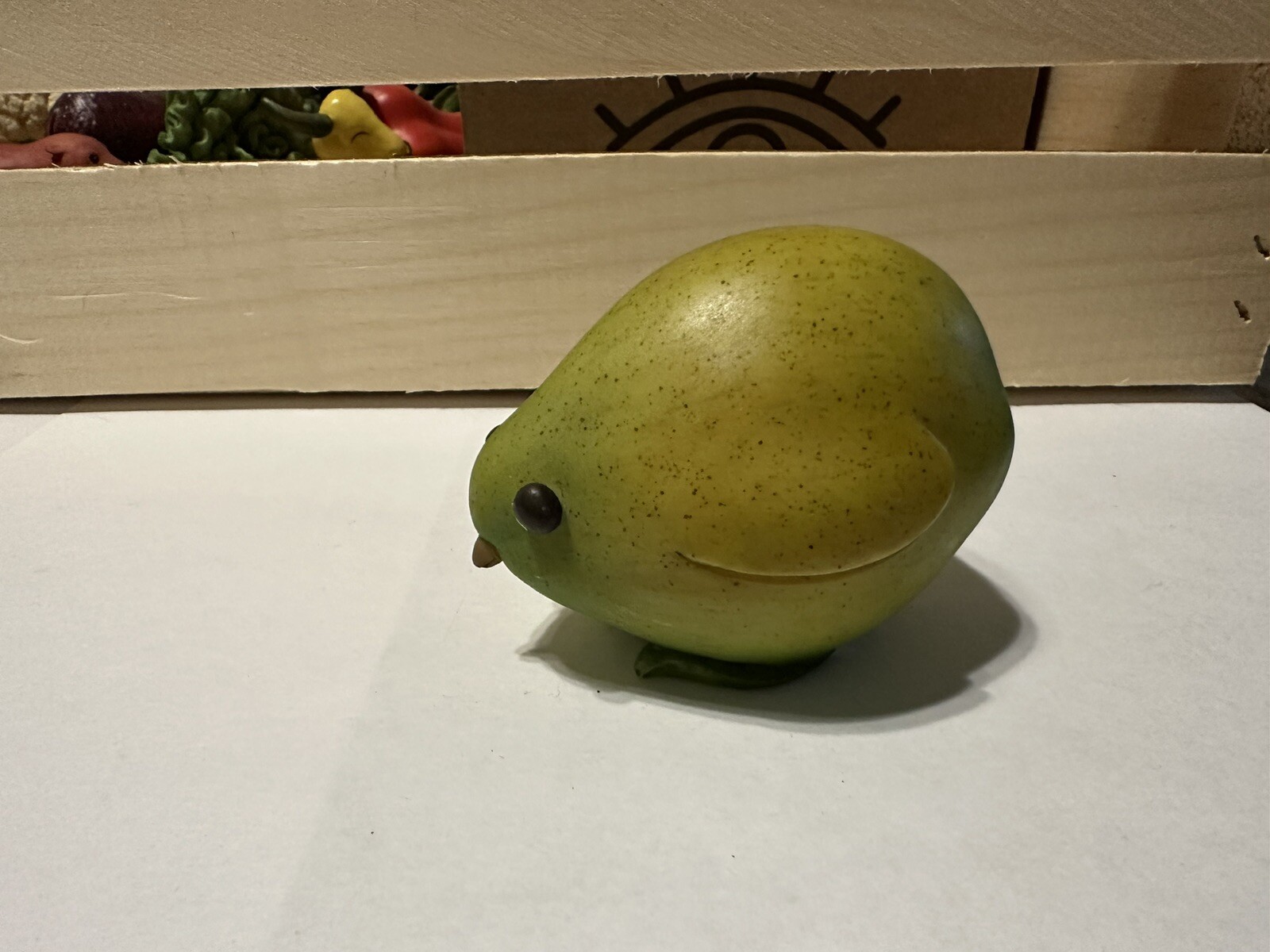 Enesco 2009 Home Grown Fruit Figurine Green Pear Hen Chick Bird Farm