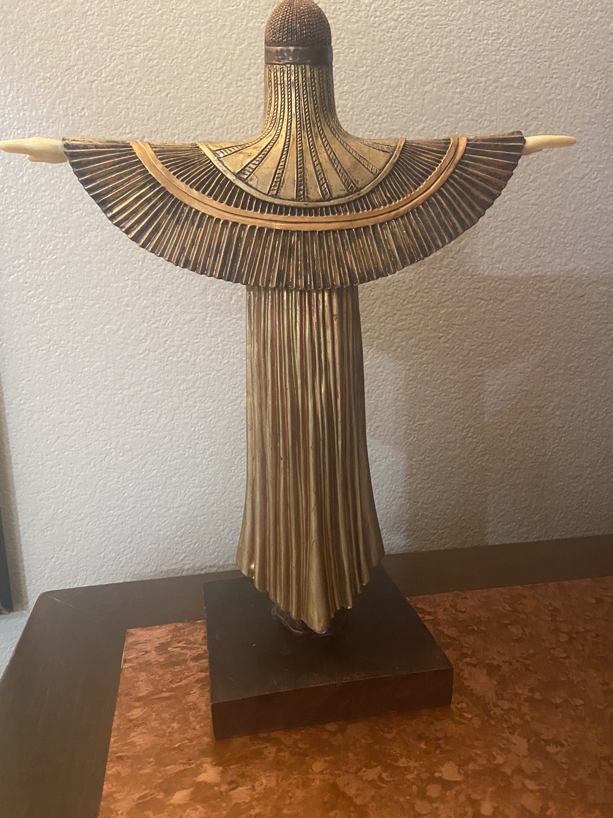 Art Deco Egyptian Winged Goddess Standing Statue Figure Resin? Isis Cleopatra