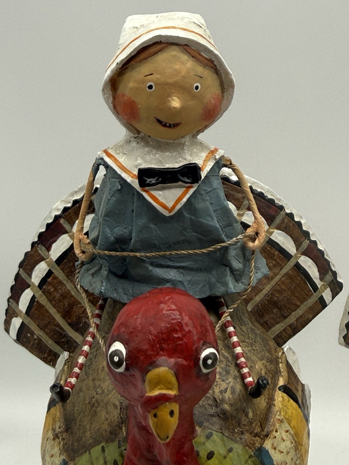 Lori Mitchell Tom & Goodie Riding Turkey Gobblers Thanksgiving Pilgrim Figurines