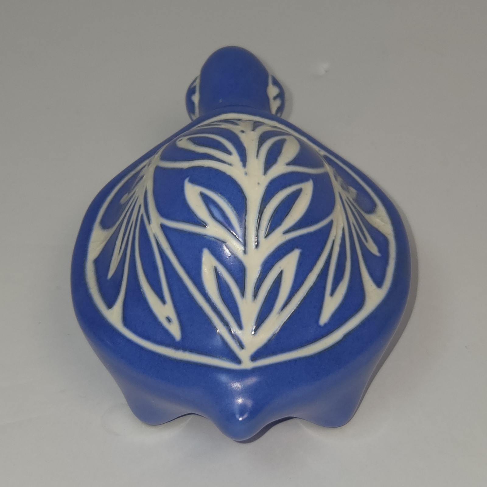 Pablo Zanal Signed Turtle Figurine Periwinkle Blue Chile 4.5 Inches