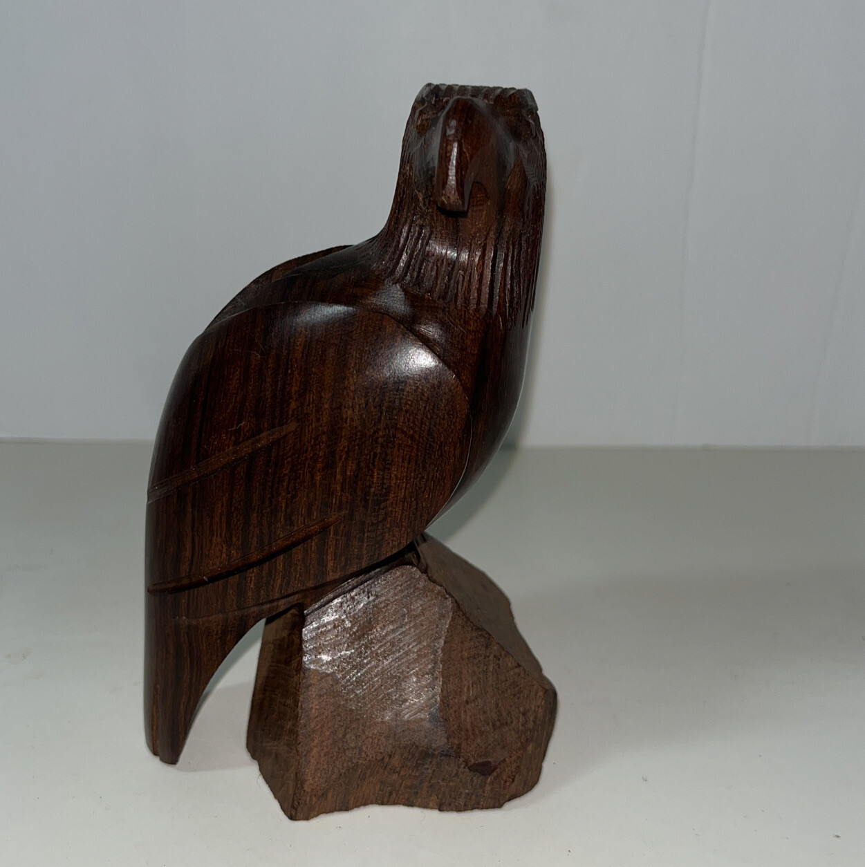 Eagle Hand Carved Crafted Art Sculpture Solid Rosewood Figurine 5.5” Inches