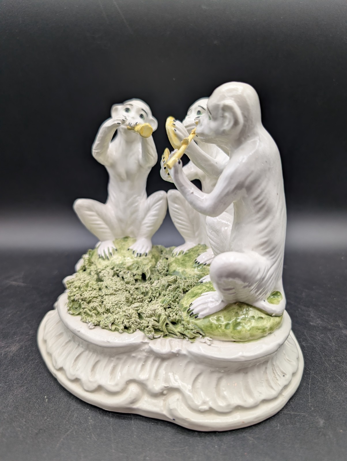 VTG Italian Majolica Ceramic Figurine 3 Monkeys Playing Instruments Signed GL