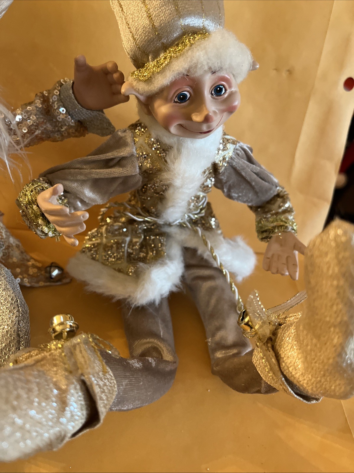Lot 2 Large Robert Stanley Silver Gold Elf Elves Pixies Jester Poseable 20”