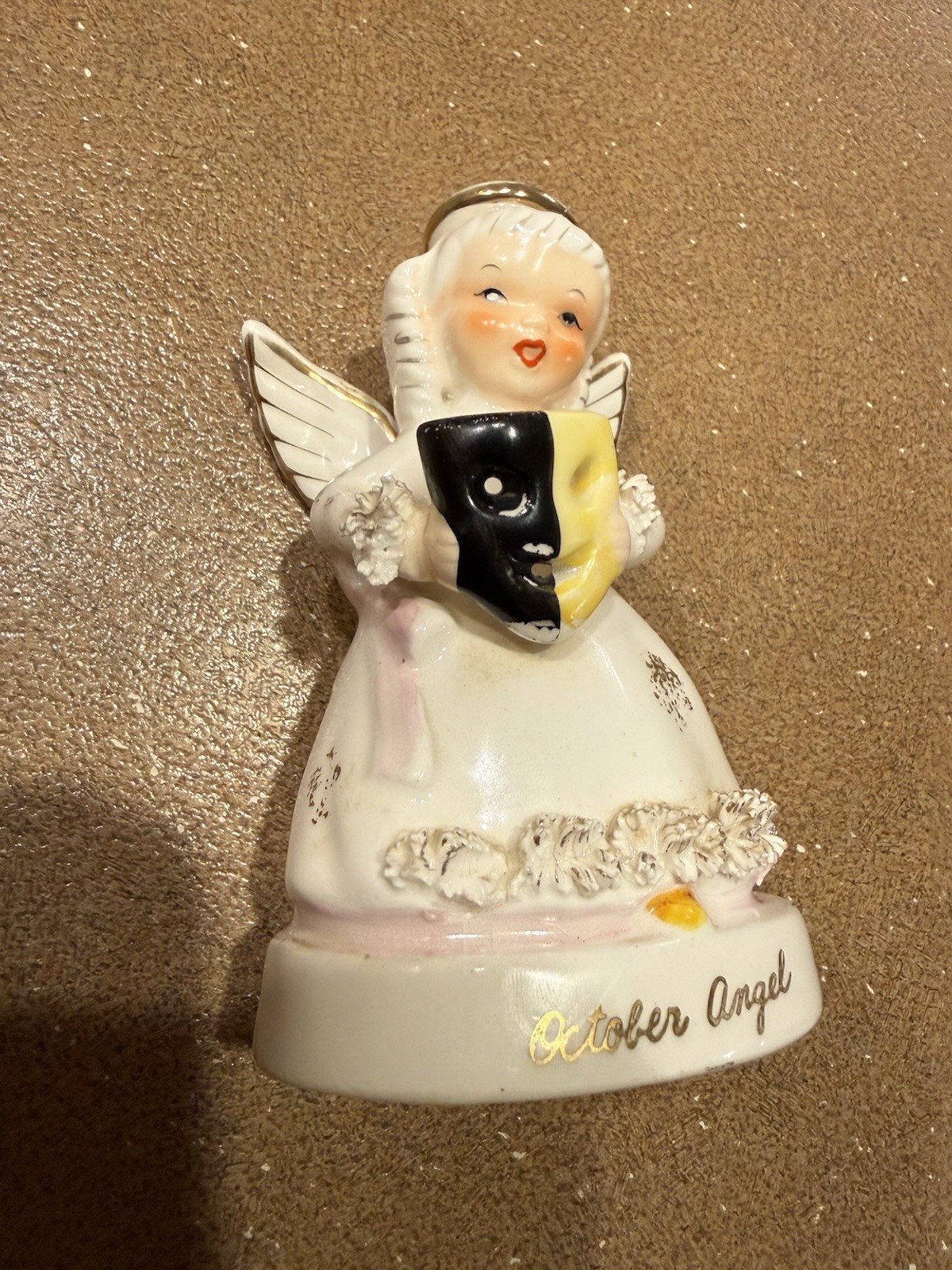 Napco Angel October Boy with Halloween Jack O’Lantern 1950s Vintage