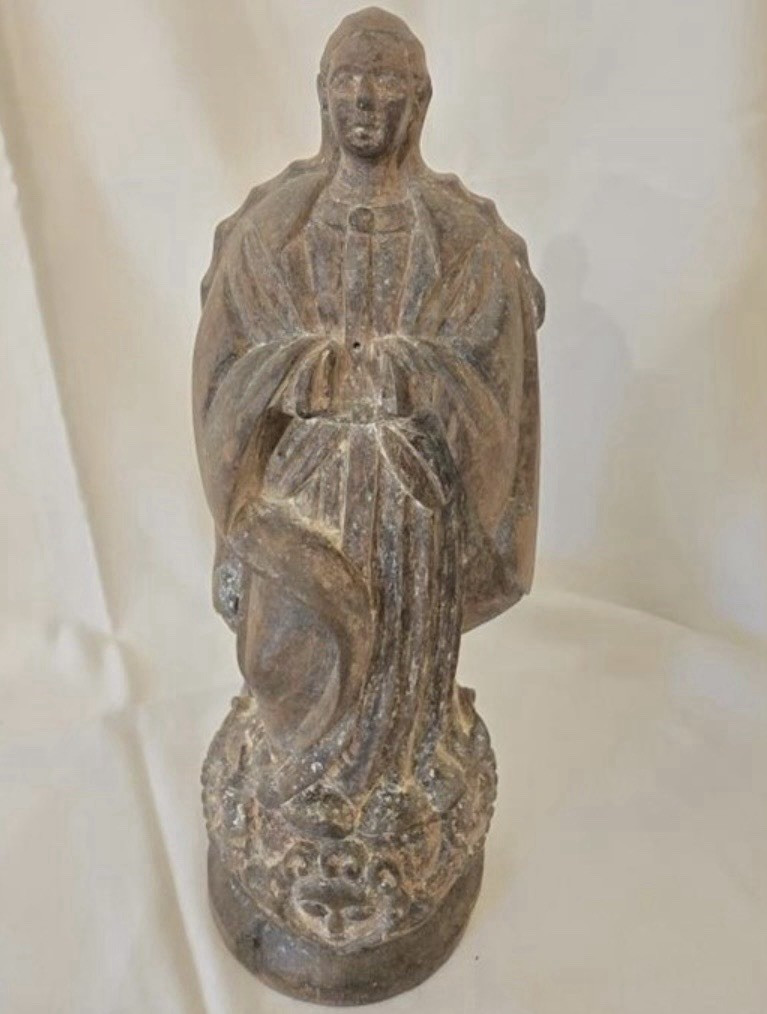 Antique Hand Carved Wood Santos Statue Religious Folk Art Figure Primitive